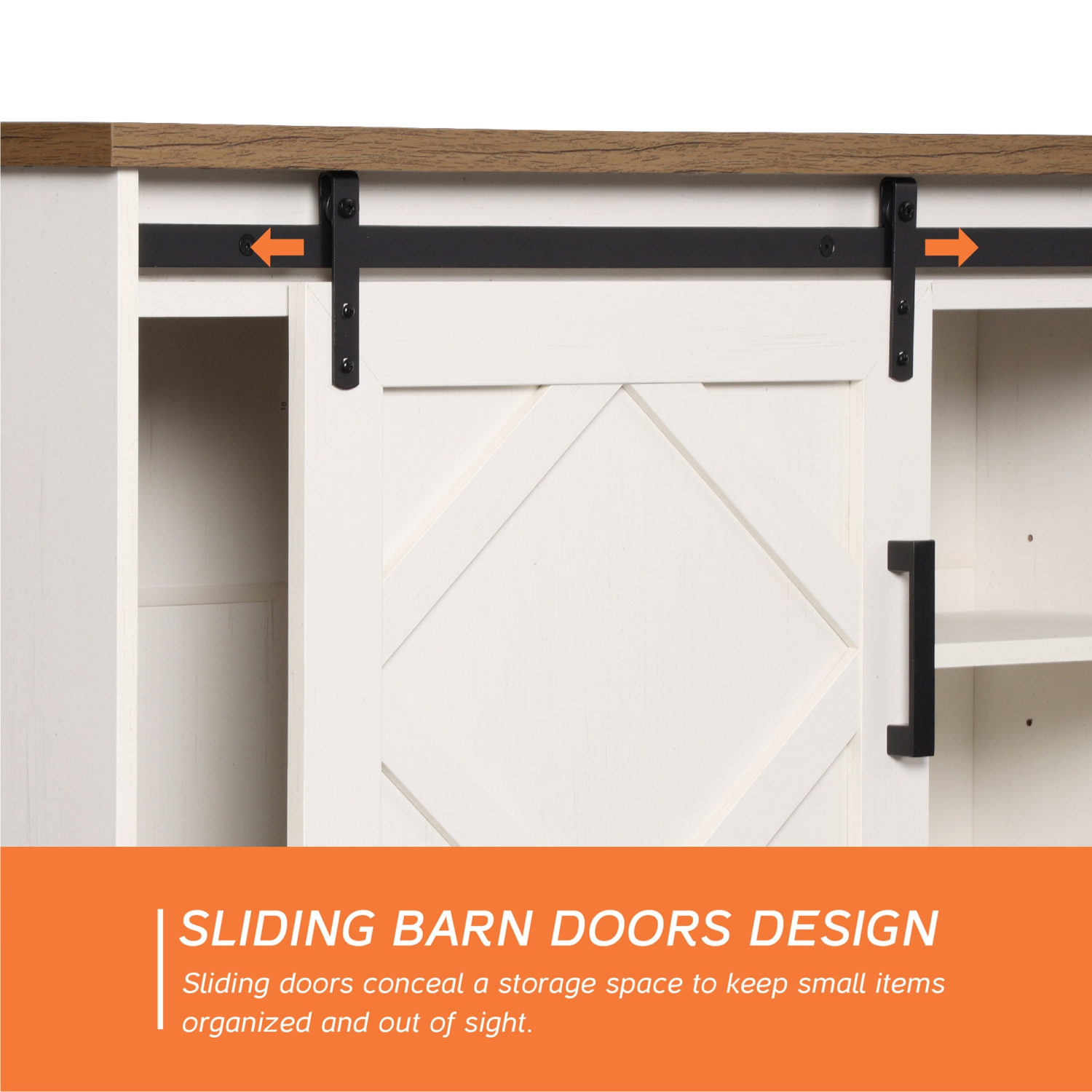 WAMPAT Farmhouse TV Stand Modern Sliding Barn Door Entertainment Center for TVs Up to 100 inch, Wood TV Media Console Table Cabinet Storage for