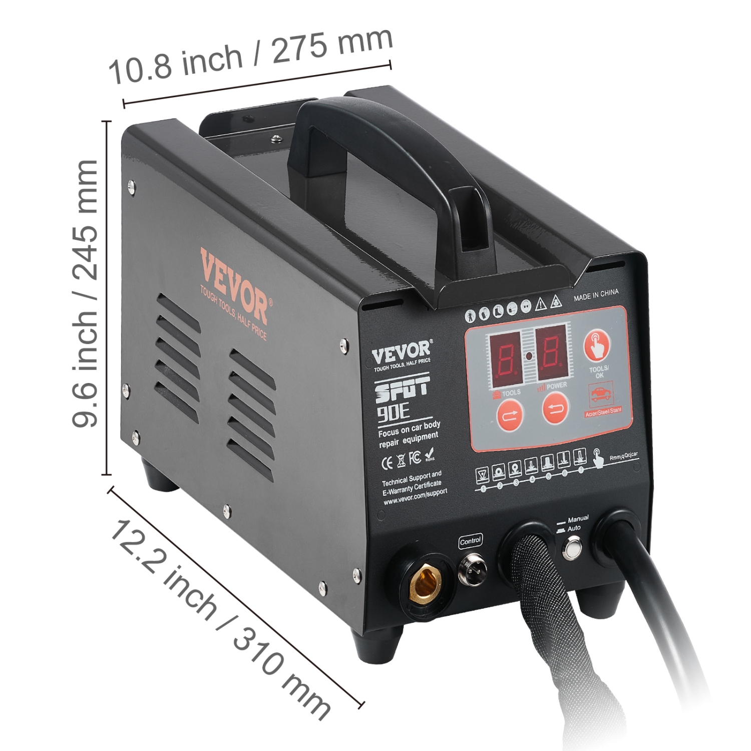 VEVOR 3KW Spot Welder Dent Puller, Stud Welder Dent Repair Kit with 2 Welding Guns, Auto/Manual Welding & 7 Modes, 110V Auto Body Spot Welding Dent