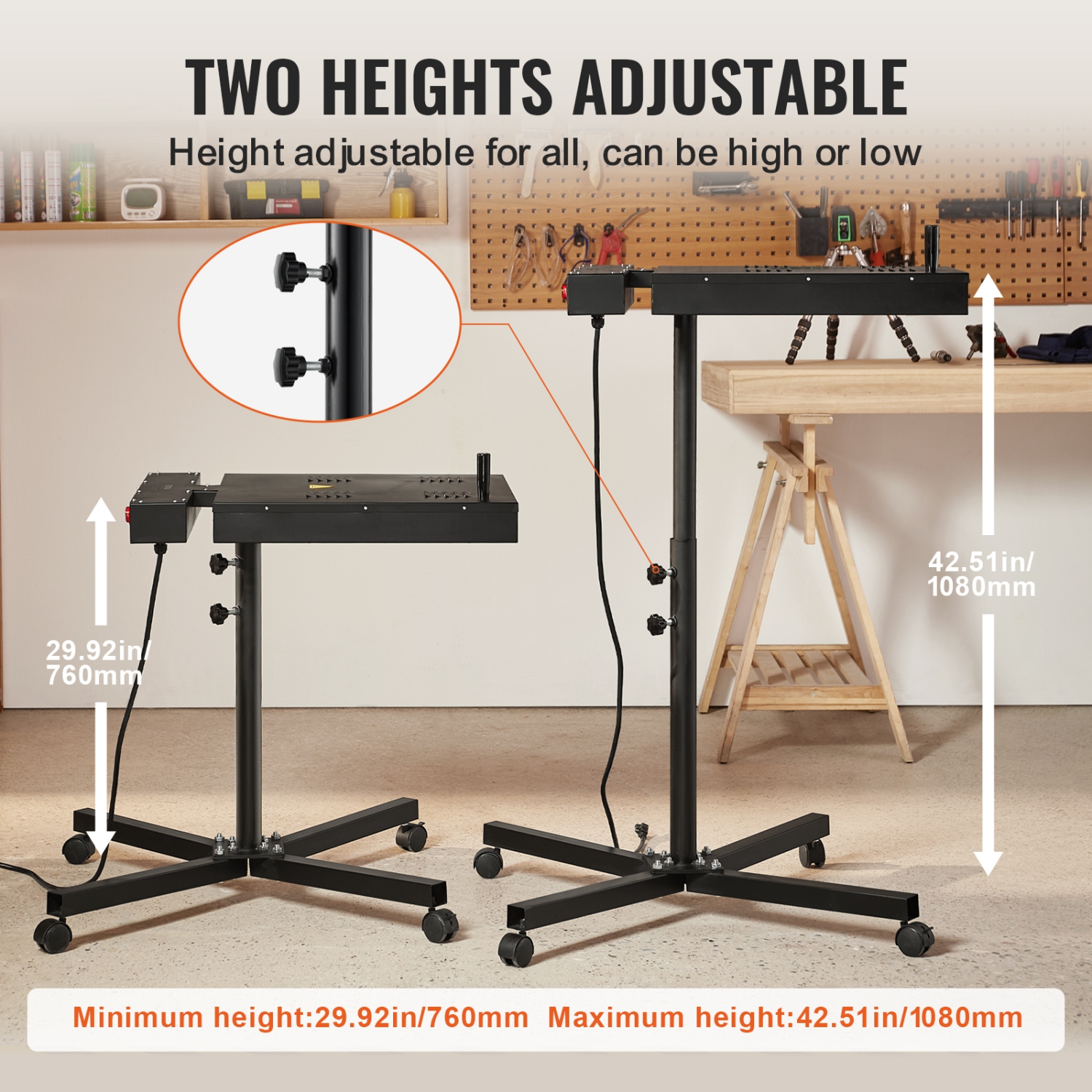 VEVOR 16x16 inch Pro Flash Dryer, Upgrade 1800W Electrical Control Box Flash Dryer with Height Adjustable Stand, 360° Rotation, X-Shaped Base, Steel