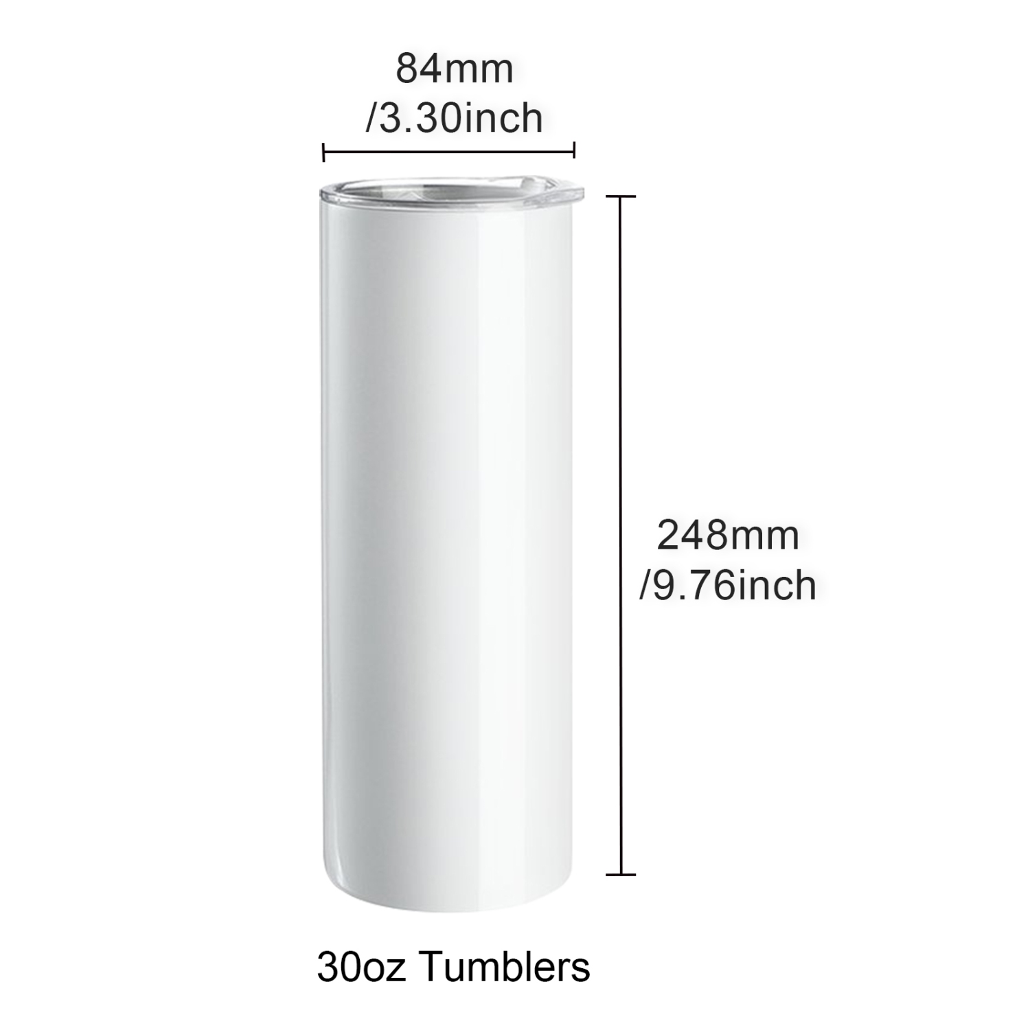 VEVOR 8 Pack 30 Oz Sublimation Tumblers, Skinny Straight Stainless Steel Blanks Cups, Stainless Steel Double Wall Tumbler for Heat Transfer