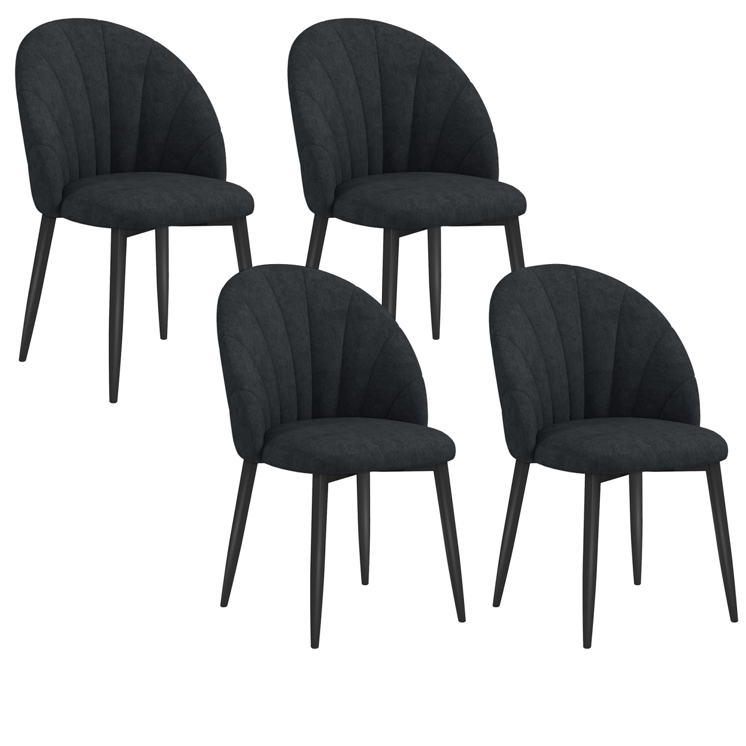 HOMCOM Dining Chairs Set of 4, Modern Upholstered Kitchen Chairs with Metal Legs, Shell Backrest and Padded Seat, Side Chairs for Dining Room,