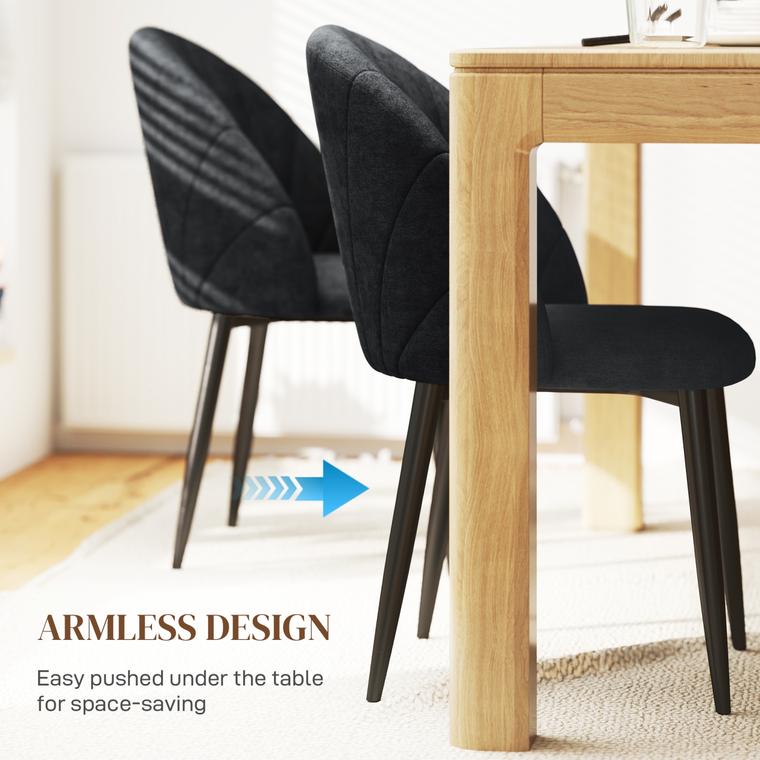 HOMCOM Dining Chairs Set of 4, Modern Upholstered Kitchen Chairs with Metal Legs, Shell Backrest and Padded Seat, Side Chairs for Dining Room,