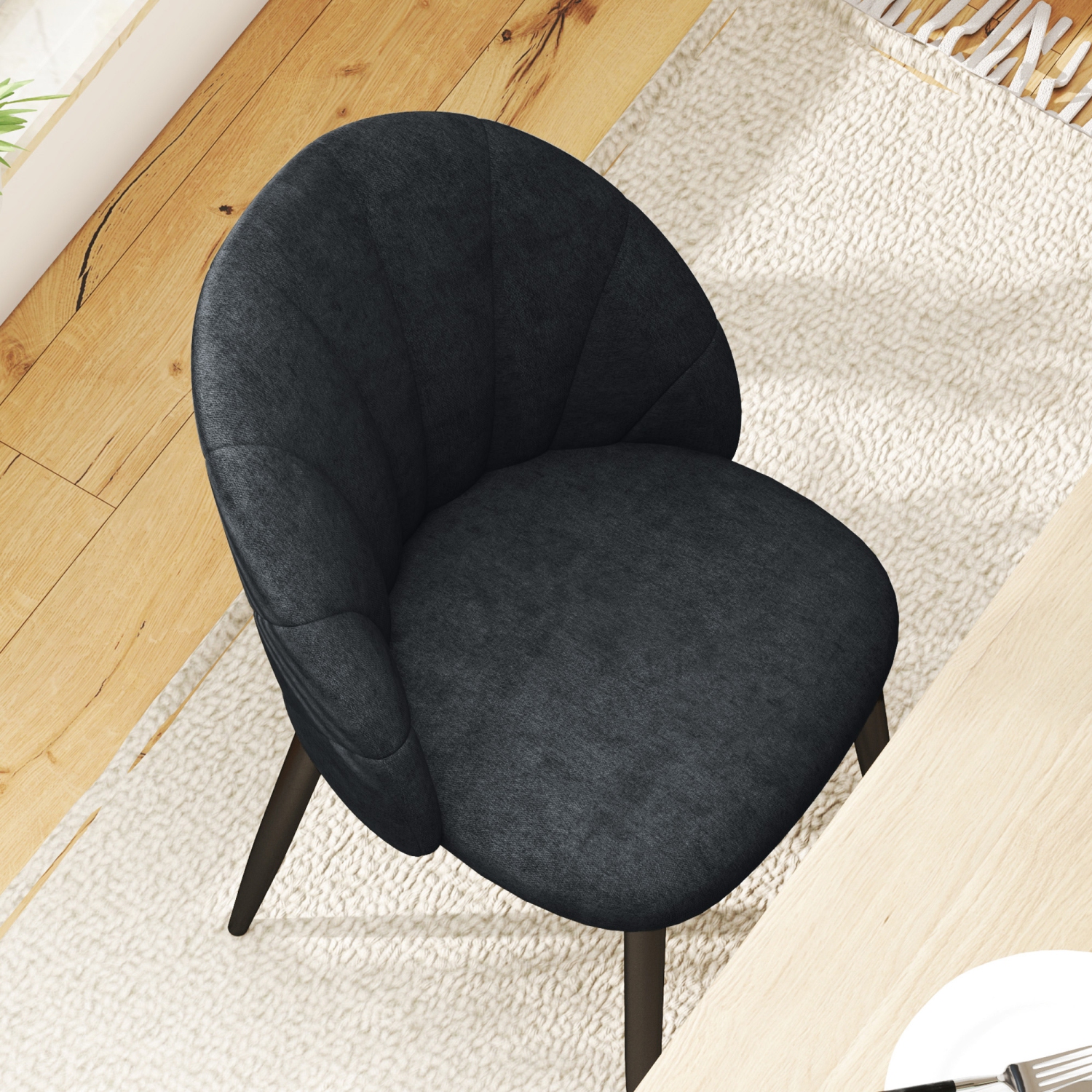 HOMCOM Dining Chairs Set of 4, Modern Upholstered Kitchen Chairs with Metal Legs, Shell Backrest and Padded Seat, Side Chairs for Dining Room,