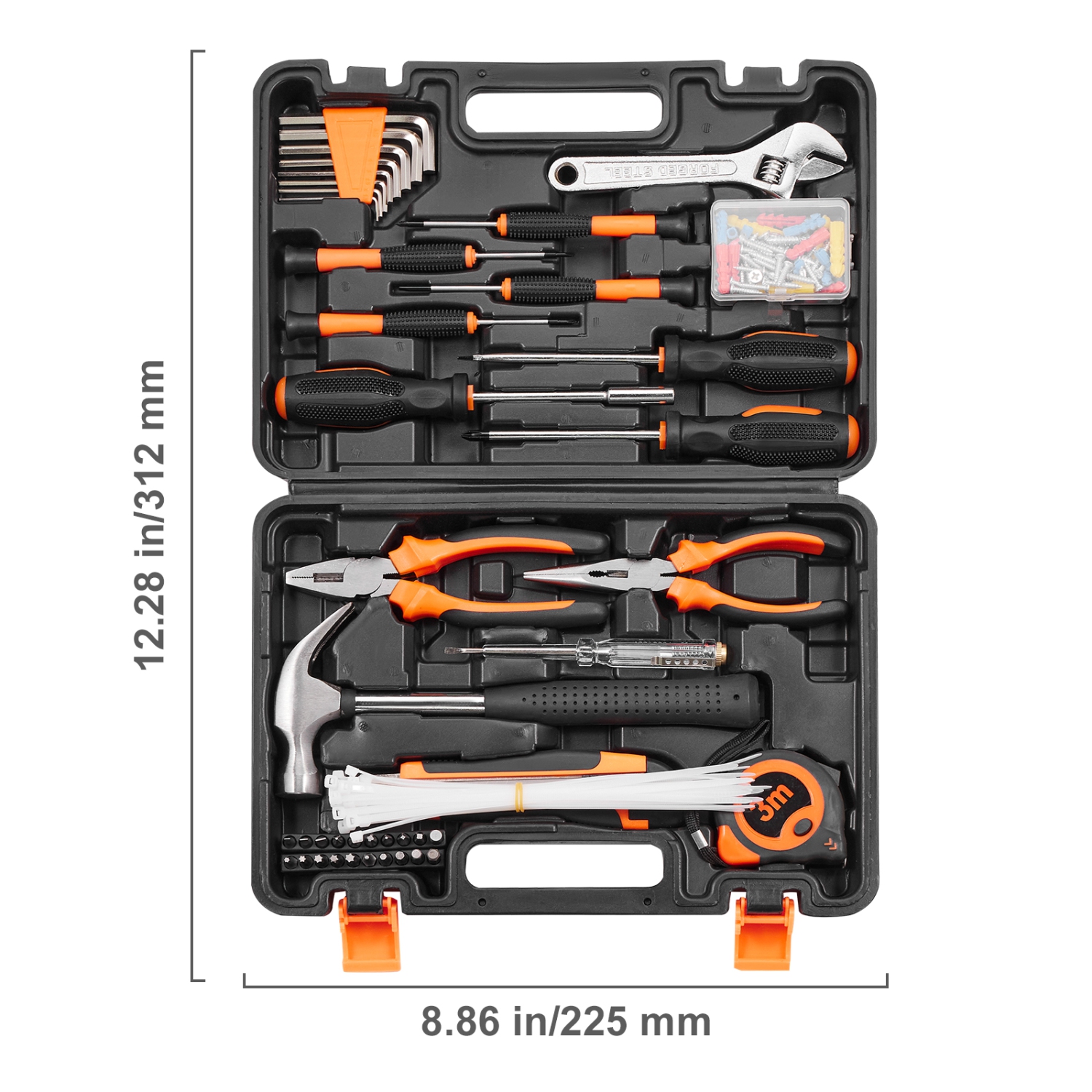 Trousse d'outils VEVOR 132 pièces, ensemble d'outils à main General Household, trousse d'outils de réparation résidentielle avec étui de rangement