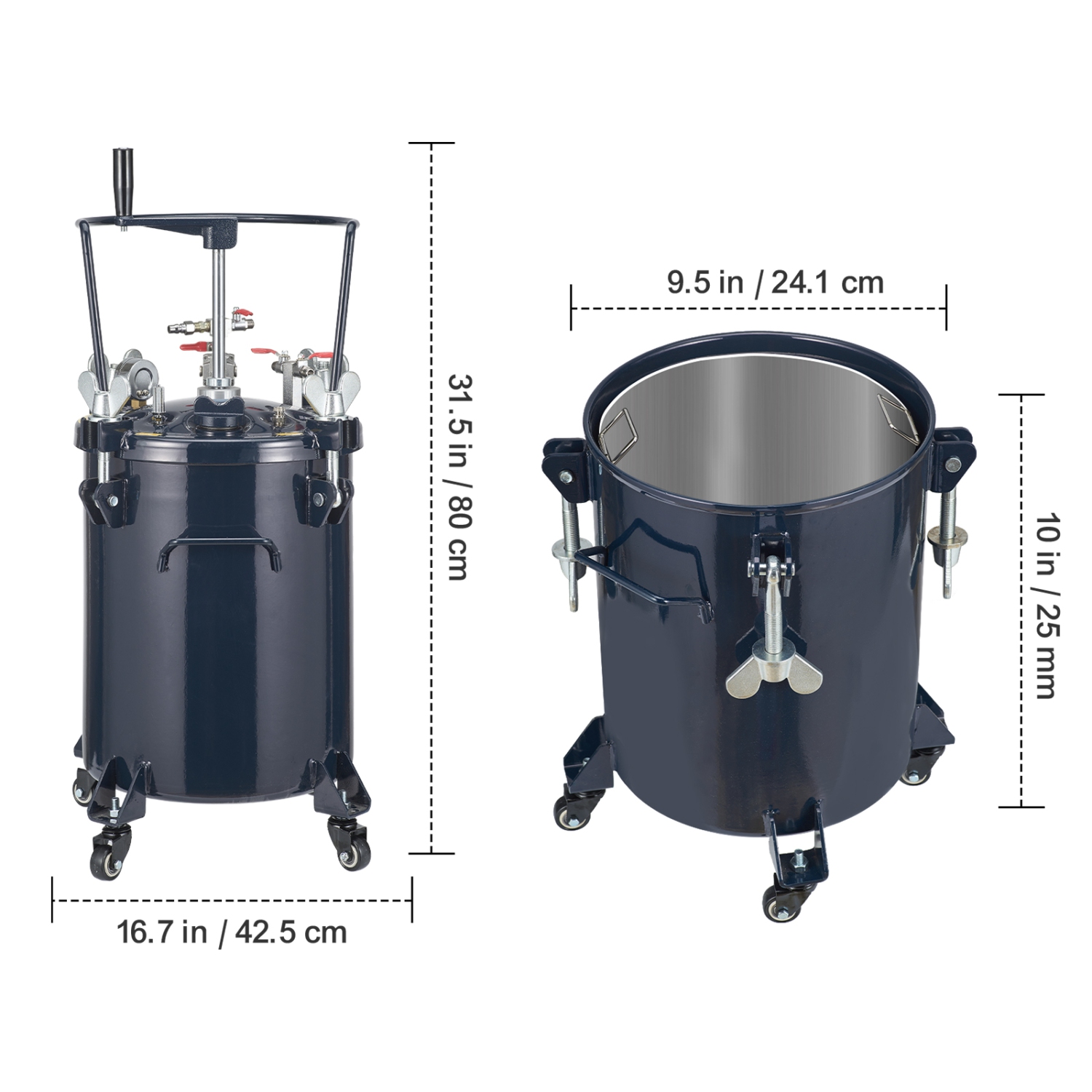 VEVOR 30L/8gal Spray Paint Pressure Pot Tank, Air Paint Pressure Pot with Manual Mixing Agitator, Leak Repair Sealant for Industry Home Decor