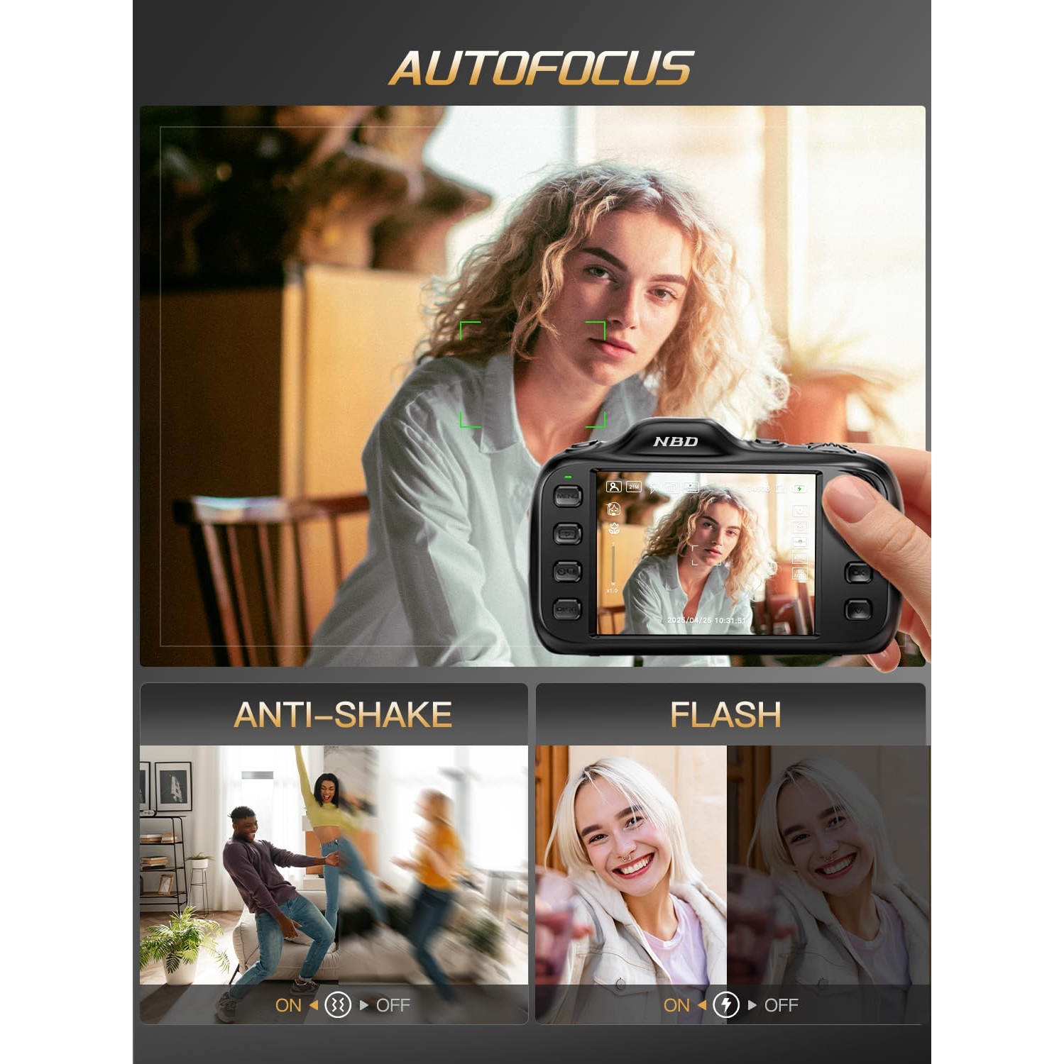Appareils photo numériques NBD 5K et 64&nbsp;Mpx pour la photographie, zoom optique 16x avec Wi-Fi et contrôle d'application, blogues vidéo pour
