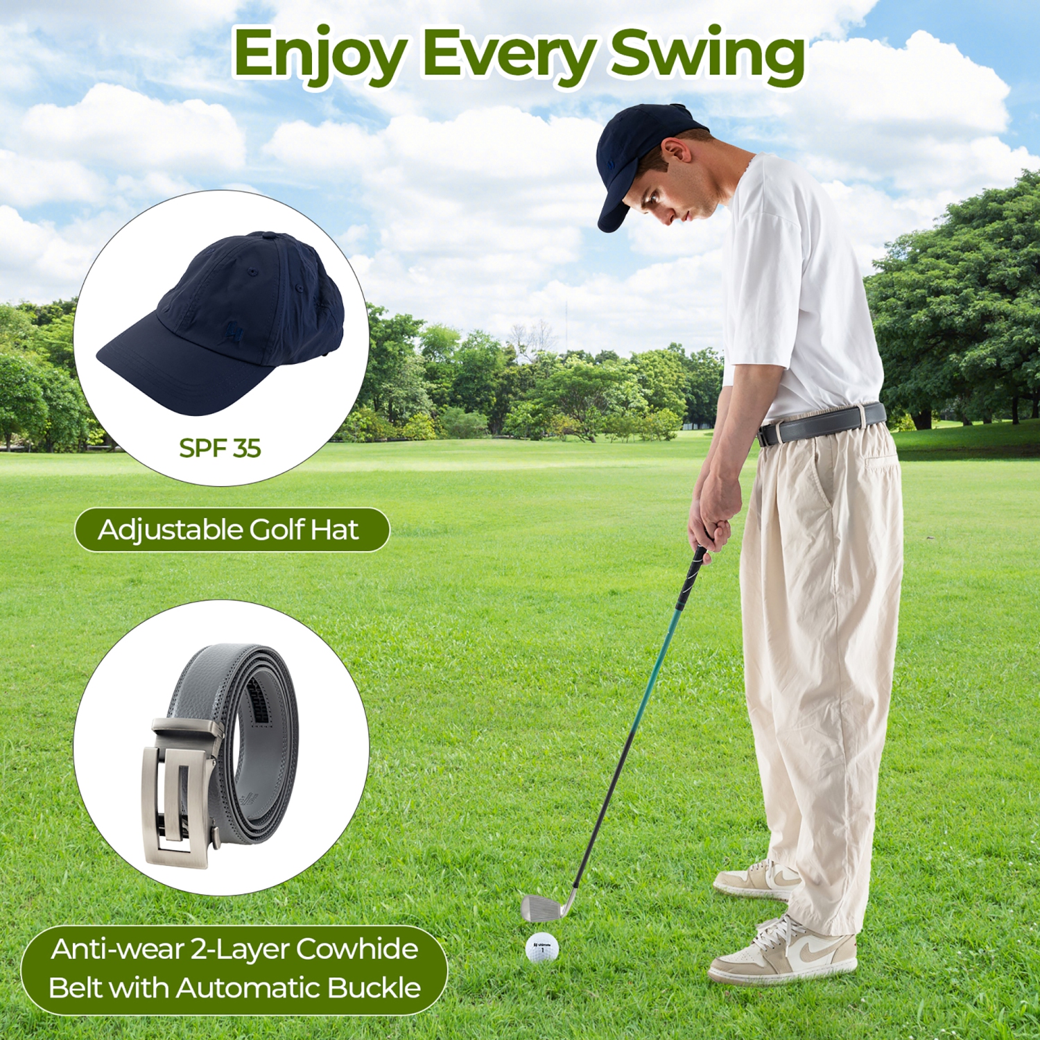 Gymax Golf Gift Set for Men w/ Golf Balls Golf Tees Golf Towel Golf Belt Golf Hat