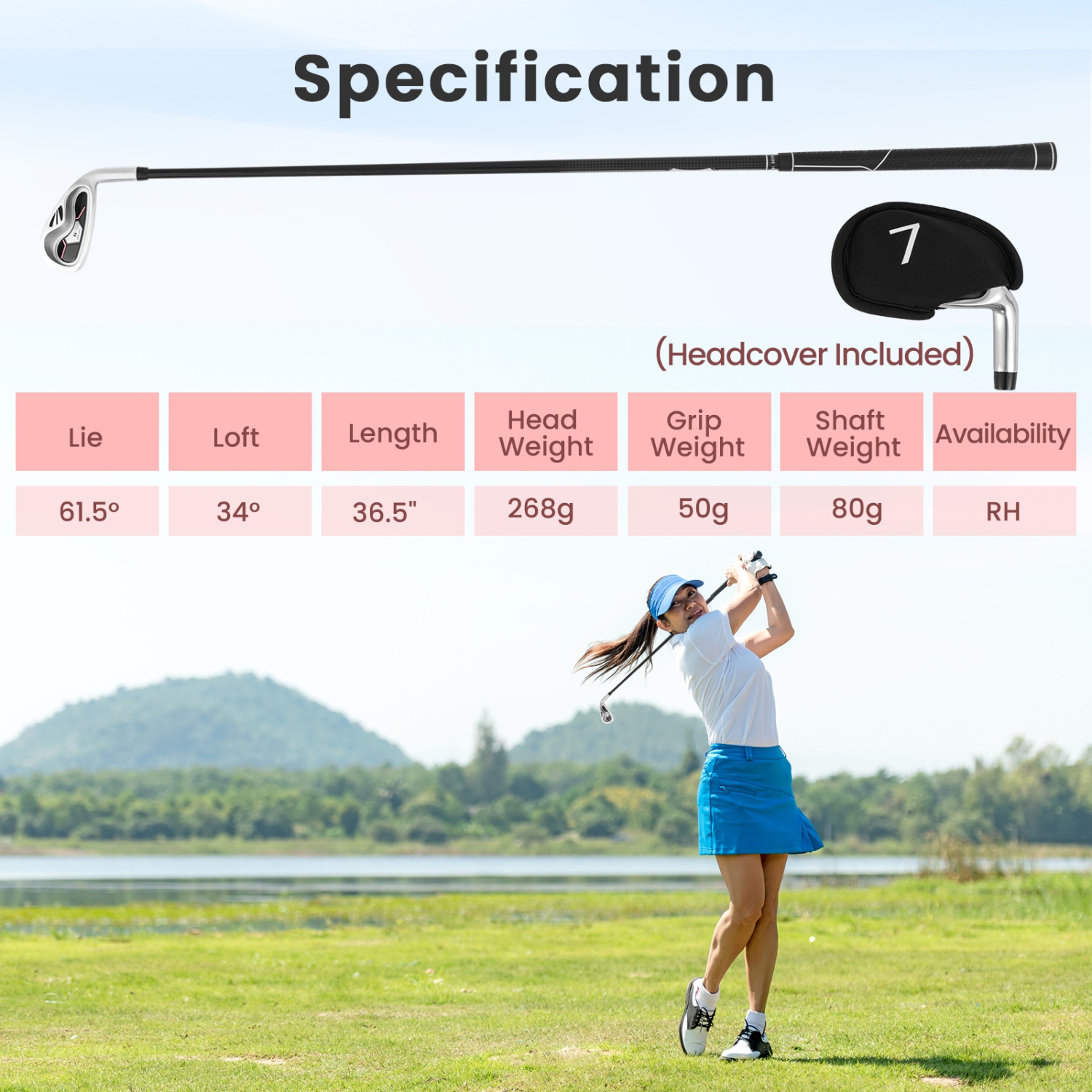 Gymax #7 Iron Single Golf Club for Women w/ Graphite Shaft for Right Handed Golfers