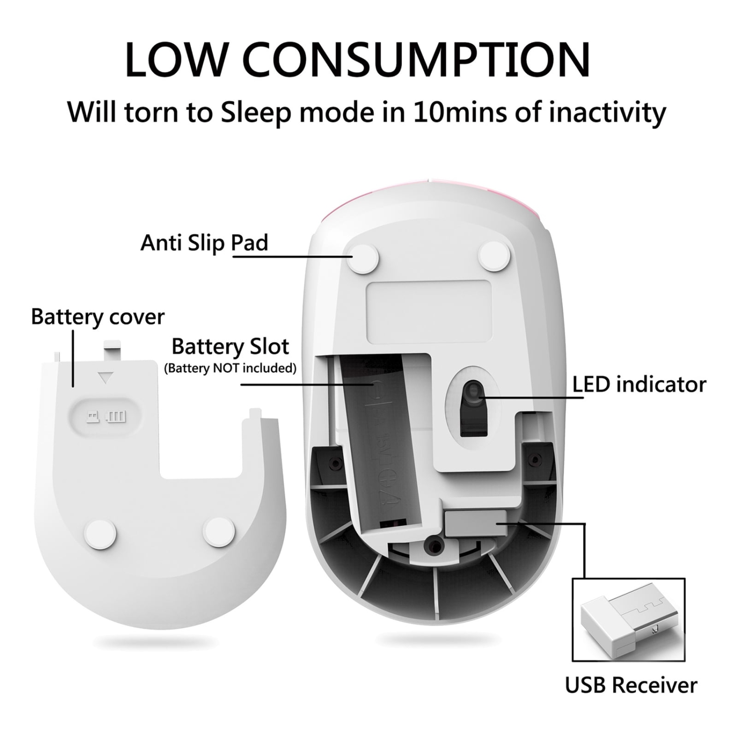 2.4GHz Wireless Cute Portable Mouse Thin Mini Wireless Mouse Plug and Play Bluetooth Compatible Notebook Laptop Tablet Mouse Office Supplies