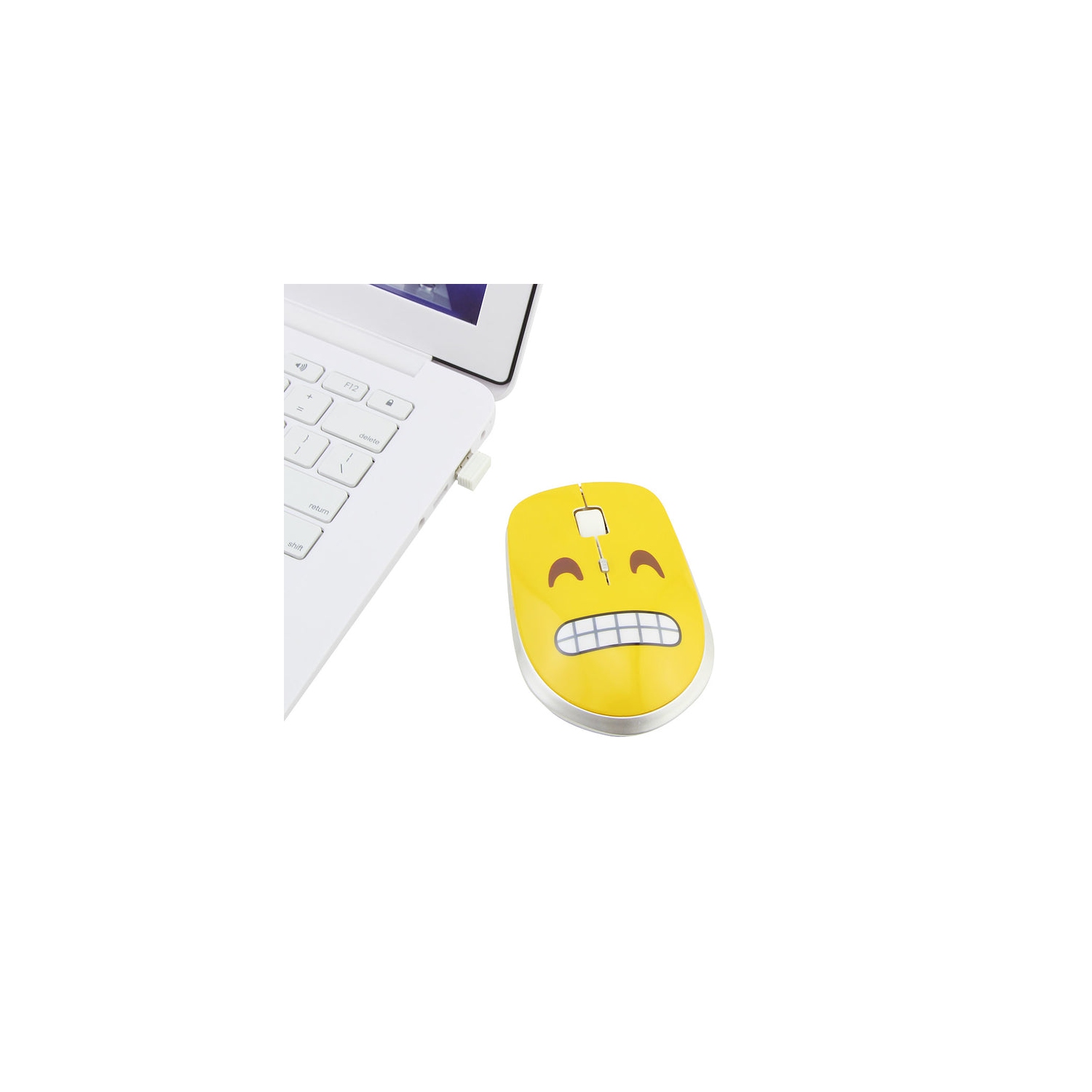 2.4GHz wireless mouse with grinning expression, silent wireless mouse, portable optical mouse, cartoon computer mouse