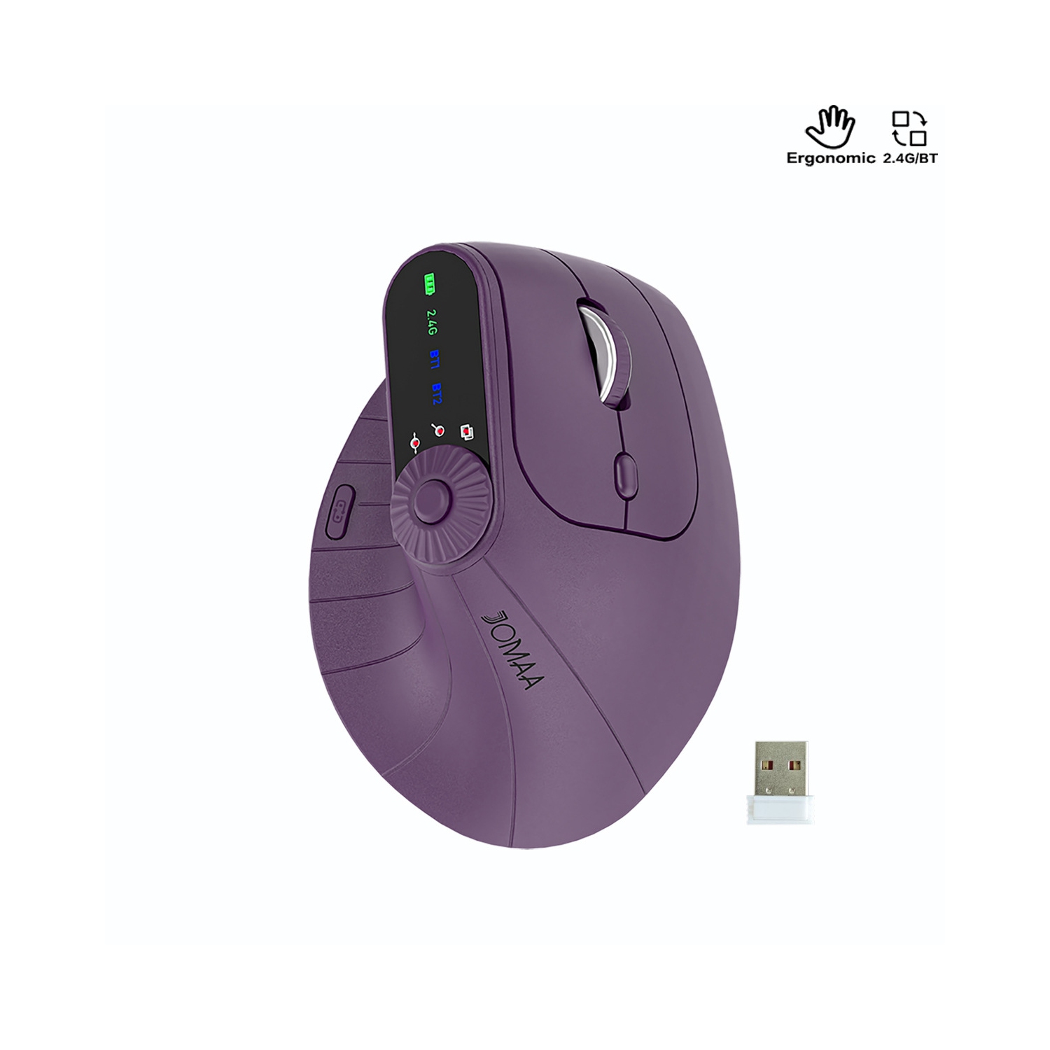 Wireless Bluetooth multi-function vertical office mouse ergonomically silent rechargeable compatible with PC notebook tablets, etc. Black