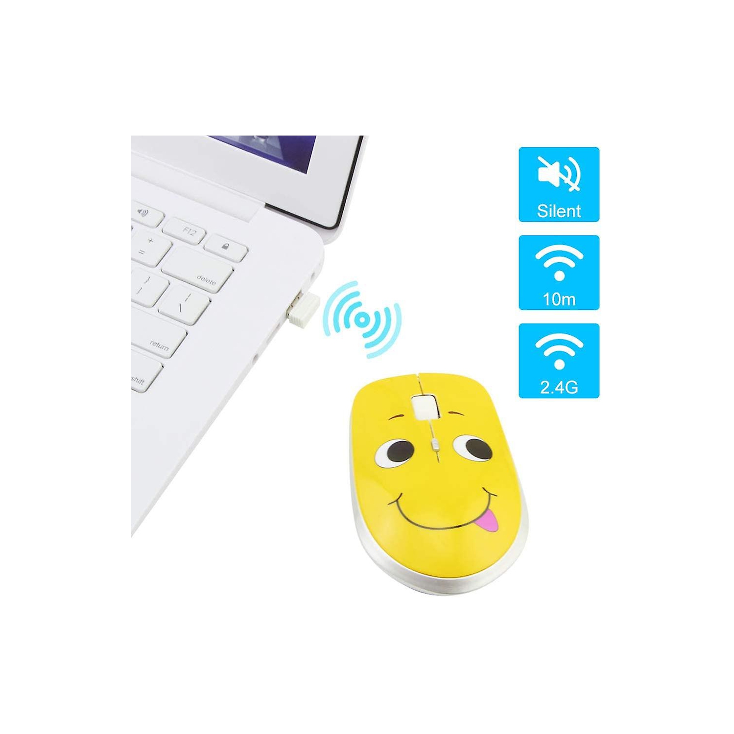 2.4GHz wireless mouse with cute and naughty expression, silent wireless mouse, portable optical mouse, cartoon computer mouse
