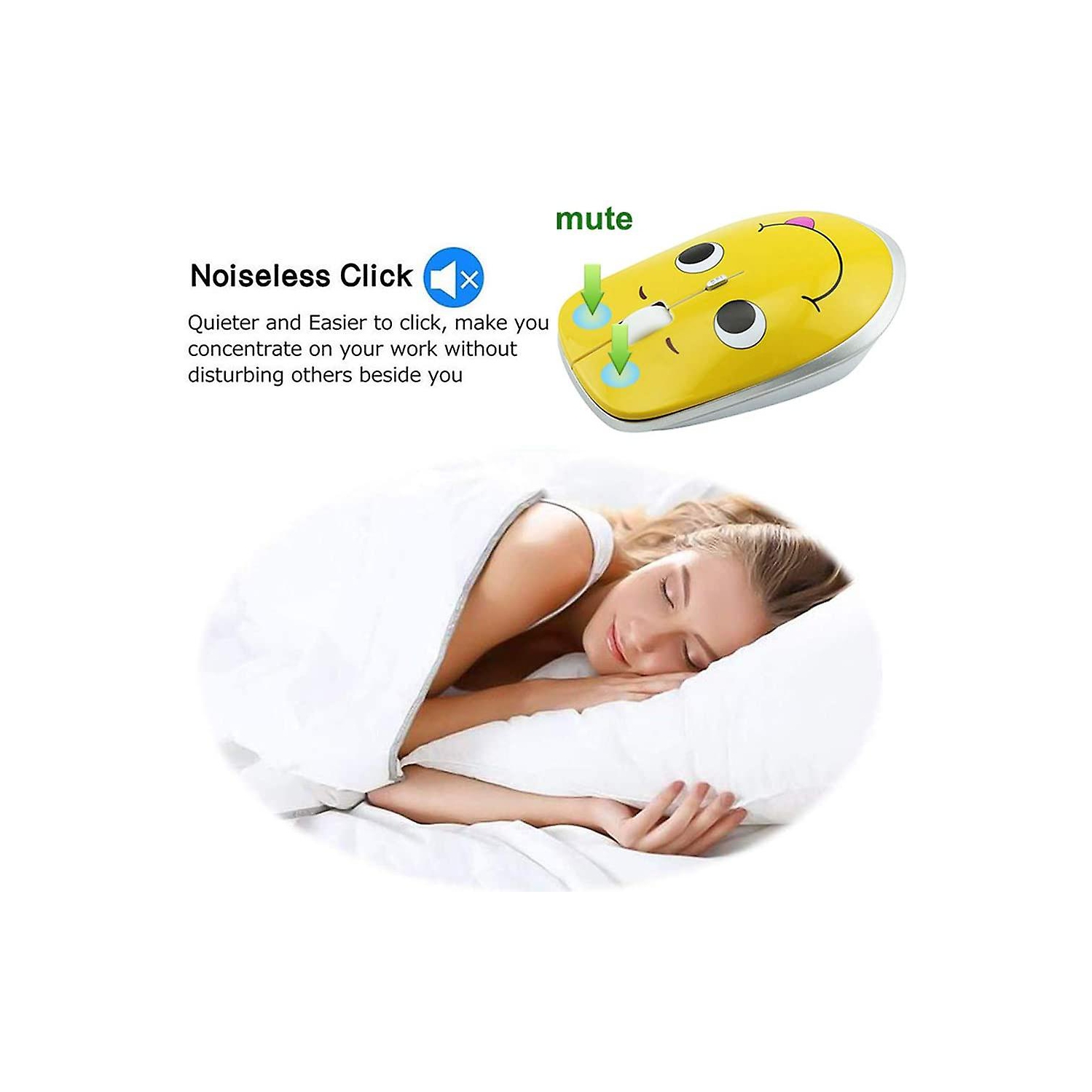 2.4GHz wireless mouse with cute and naughty expression, silent wireless mouse, portable optical mouse, cartoon computer mouse