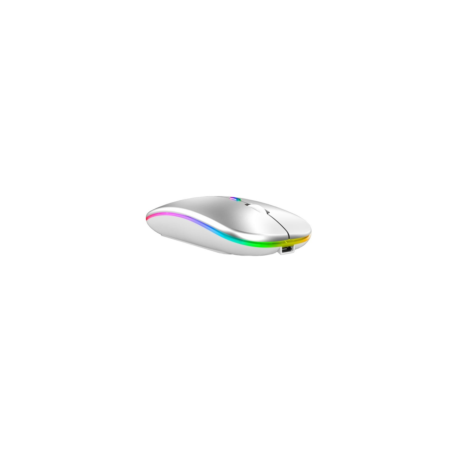 Silver Gray 2.4G+5.0 Bluetooth Dual Mode Color Luminous Rechargeable Silent Professional Wireless Mouse - Ergonomic, Noiseless Clicking, 10m Range,