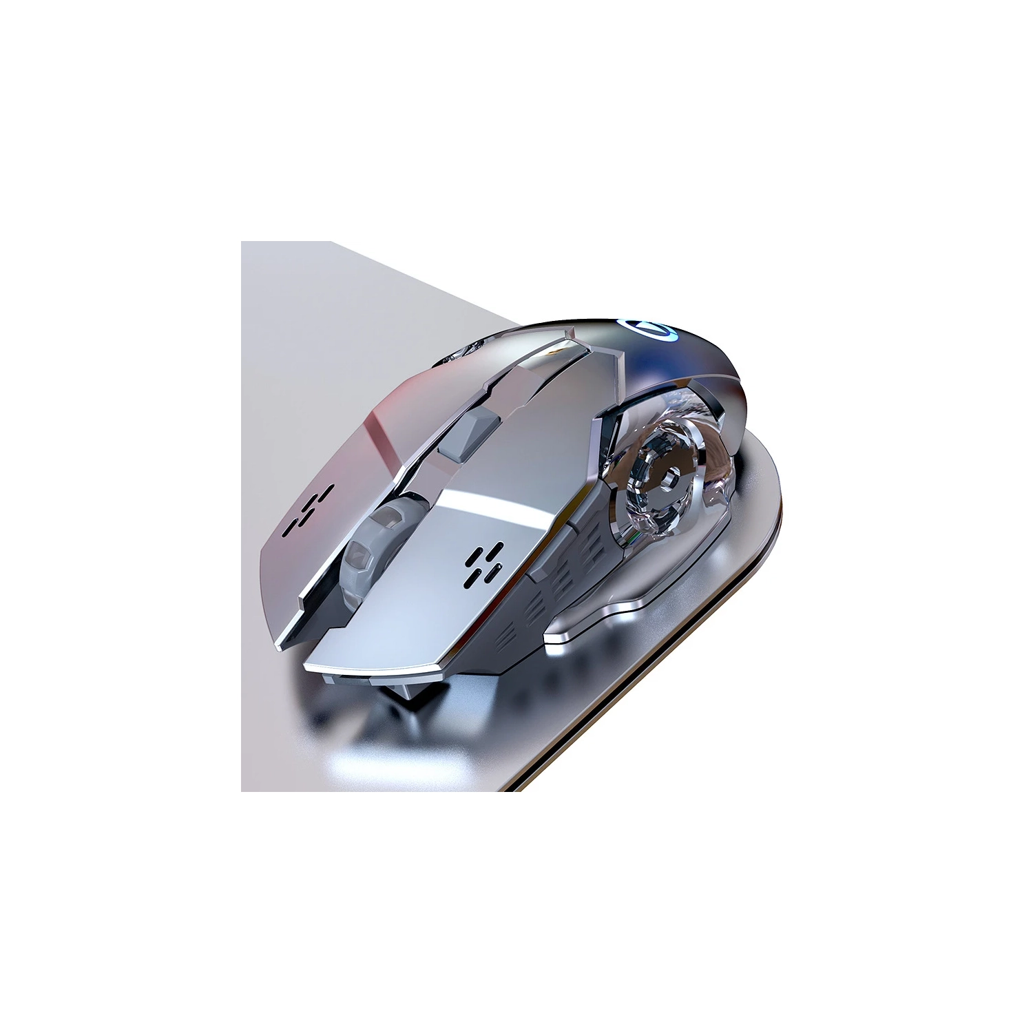 2.4GHz Wireless Mechanical Mouse Rechargeable Wireless Gaming Mouse 1600DPI Silent Computer Home Office E-sports Game（silver）