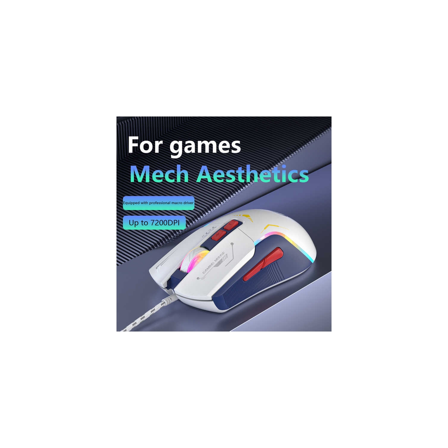 Illuminated Gaming Mouse - 6 Programmable Buttons, RGB Lighting, Ergonomic Design, Suitable for Office and Esports, Suitable for PC, Laptop, Desktop