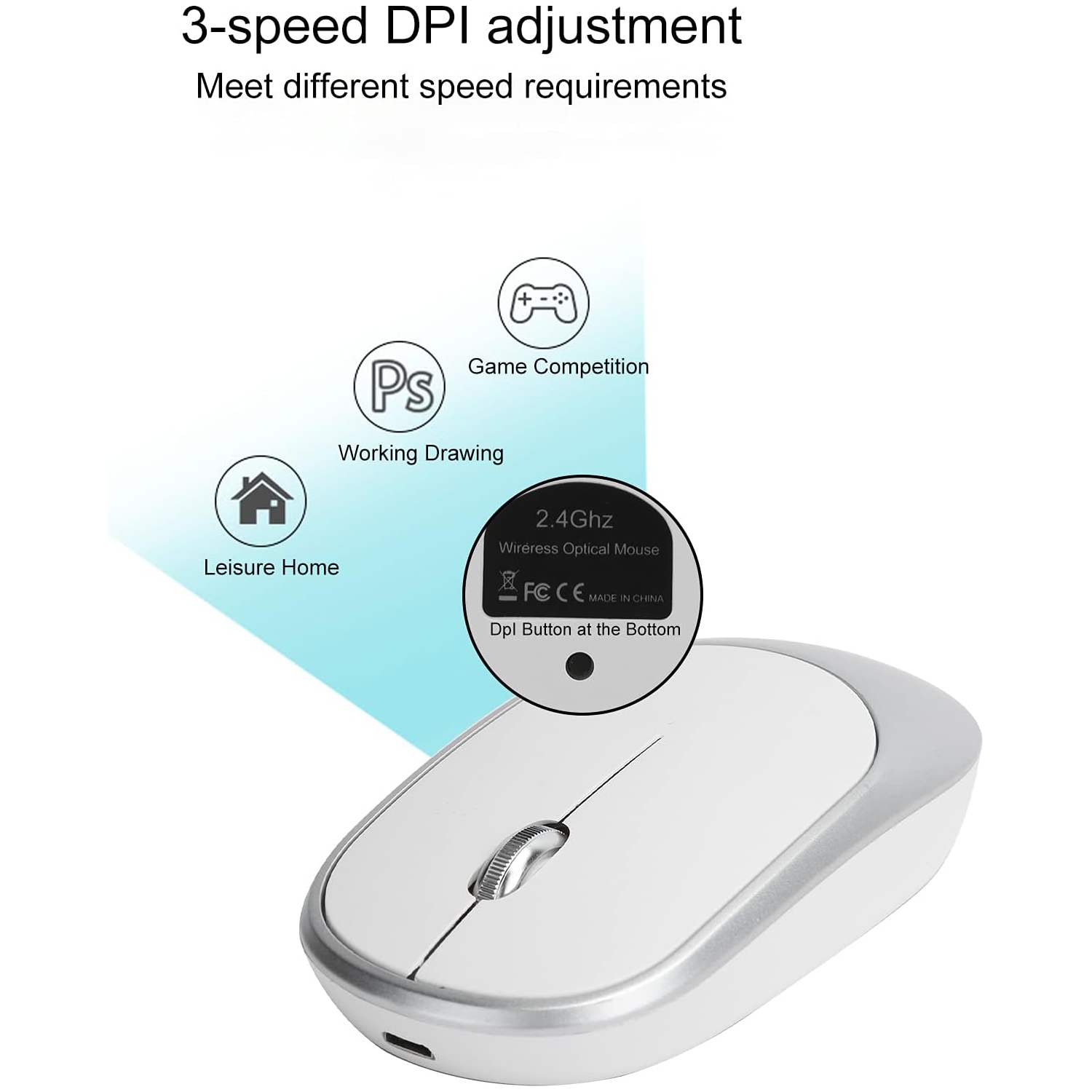 Bluetooth dual-mode wireless mouse, charging and silent, computer notebook office game luminous wireless mouse