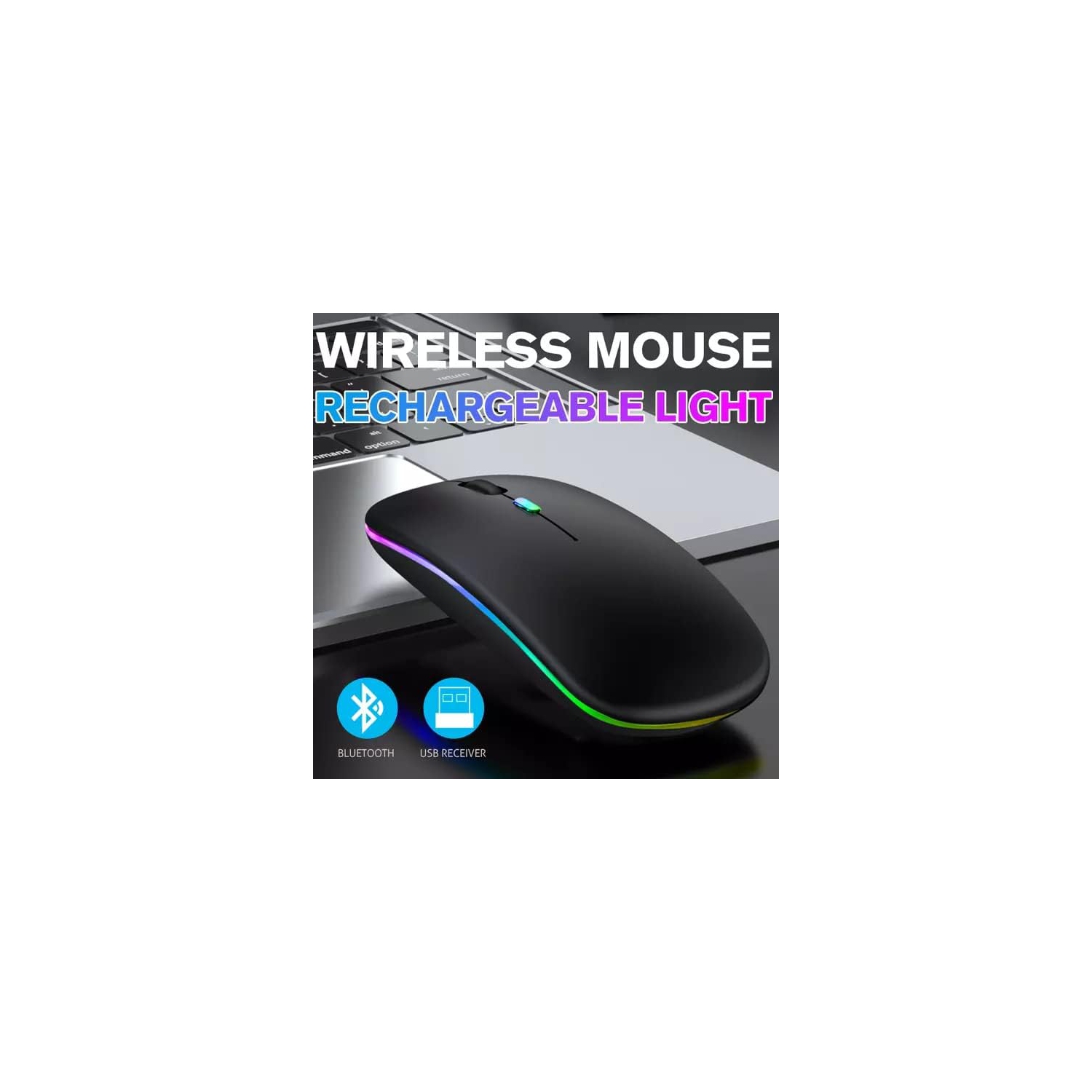 Gray 2.4G+5.0 Bluetooth Dual Mode Color Luminous Rechargeable Silent Professional Wireless Mouse - Ergonomic, Noiseless Clicking, 10m Range, Plug and