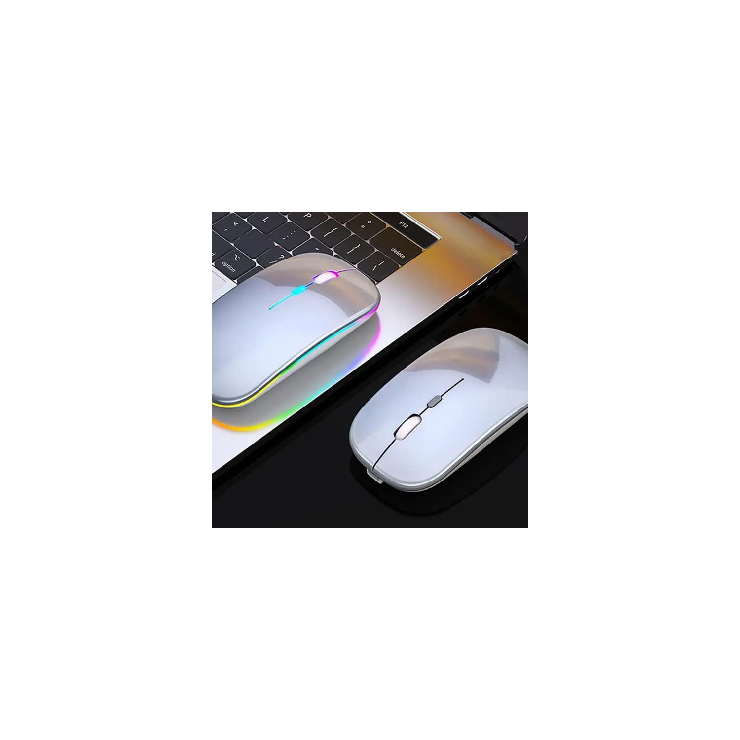 White 2.4G+5.0 Bluetooth Dual Mode Color Luminous Rechargeable Silent Professional Wireless Mouse - Ergonomic, Noiseless Clicking, 10m Range, Plug