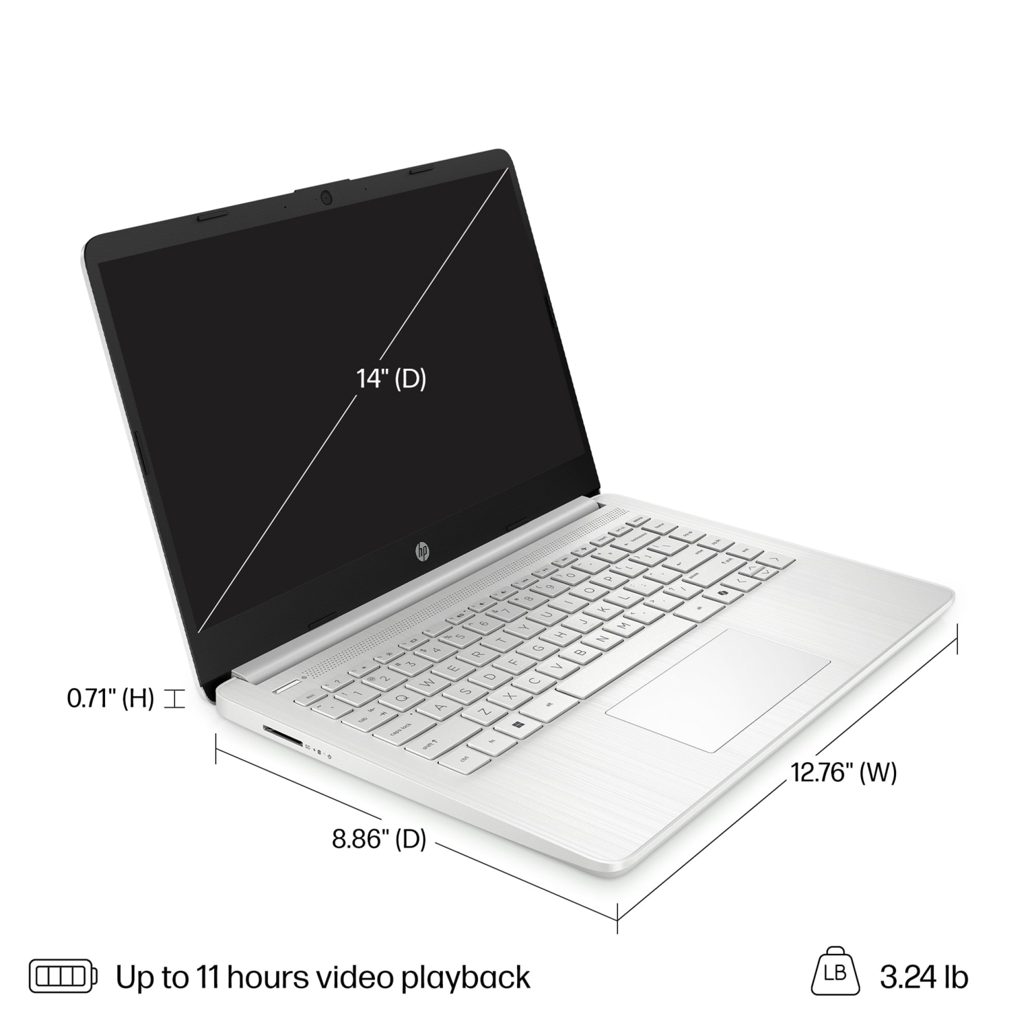 HP 14" HD Anti-Glare Laptop - Silver