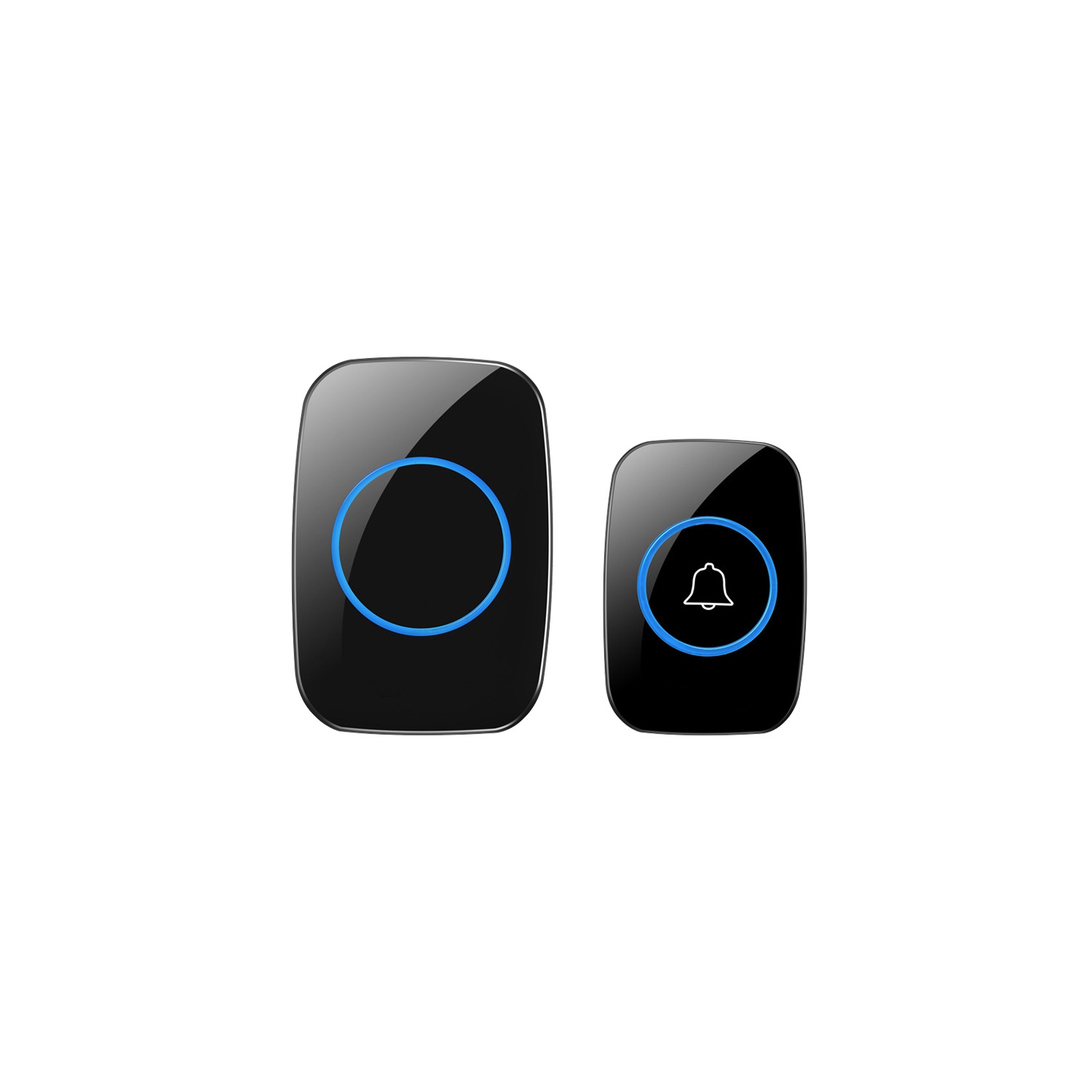 Wireless doorbell, waterproof doorbell kit, distinguish between front door and back door - black