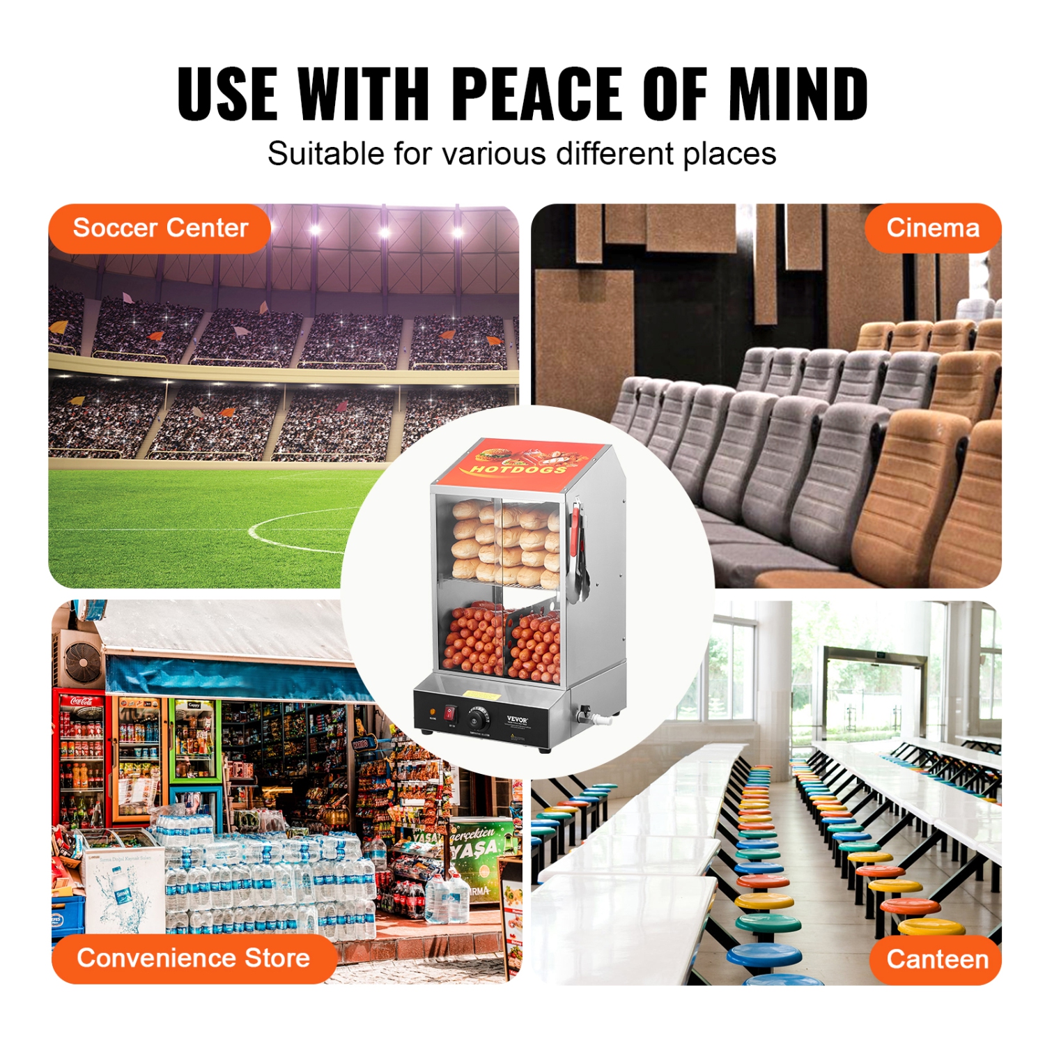 VEVOR 39QT Hot Dog Steamer, 2-Tier Hot Dog Hut Steamer, 86℉~185℉ Temperature Control, Electric Bun Warmer with Tempered Glass Slide Doors Partition