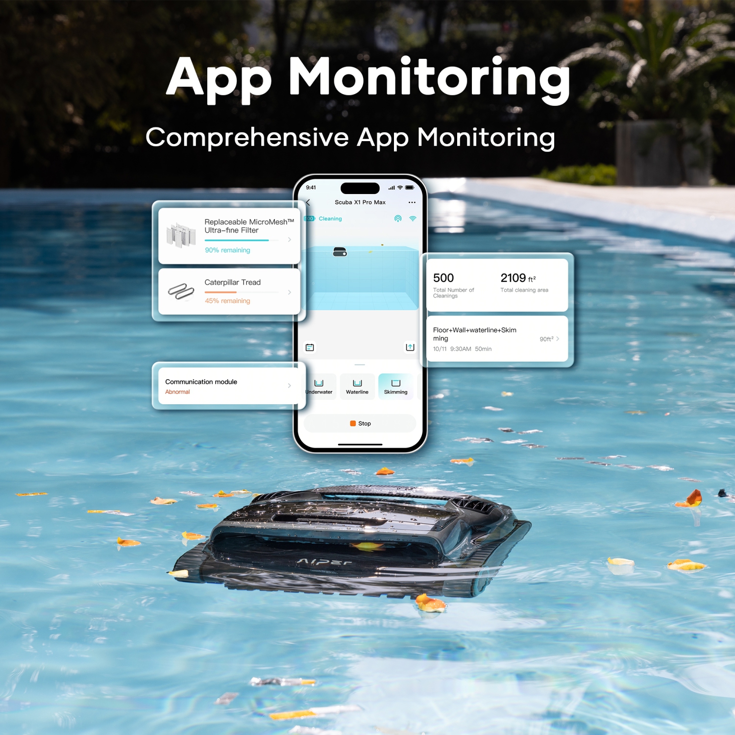 Aiper Scuba X1 Pro Max - All-in-One Robotic Pool Cleaner with FlexiPath™ 2.0, OmniSense+™ 2.0, TVC Engine, and App Control