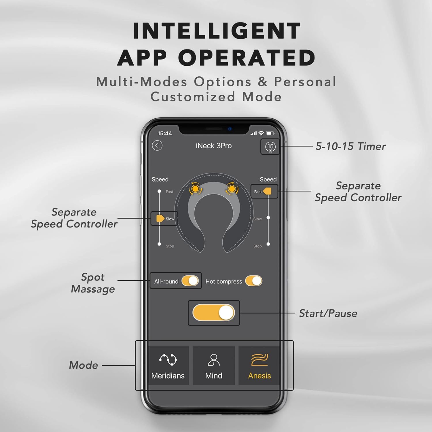 Breo iNeck3pro Real Kneeding Deep Tissue Neck Massager with Heat Electric Neck Massager for Pain Relief Office Use Shiatsu Portable Cordless with