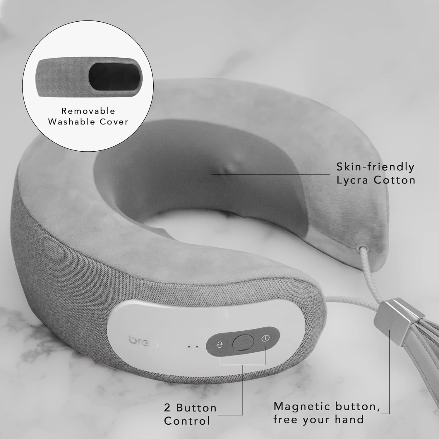 Breo iNeck3pro Real Kneeding Deep Tissue Neck Massager with Heat Electric Neck Massager for Pain Relief Office Use Shiatsu Portable Cordless with