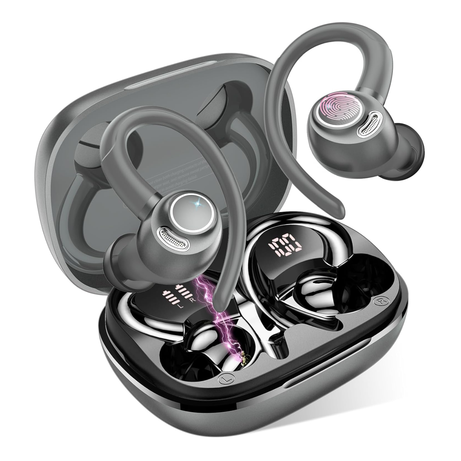 Wireless Earbuds, Bluetooth 5.3 Headphones, New Wireless Earphones HiFi Stereo Sound with 4 ENC Mic, IP7, Sport Bluetooth Earbuds in Ear EarHooks for