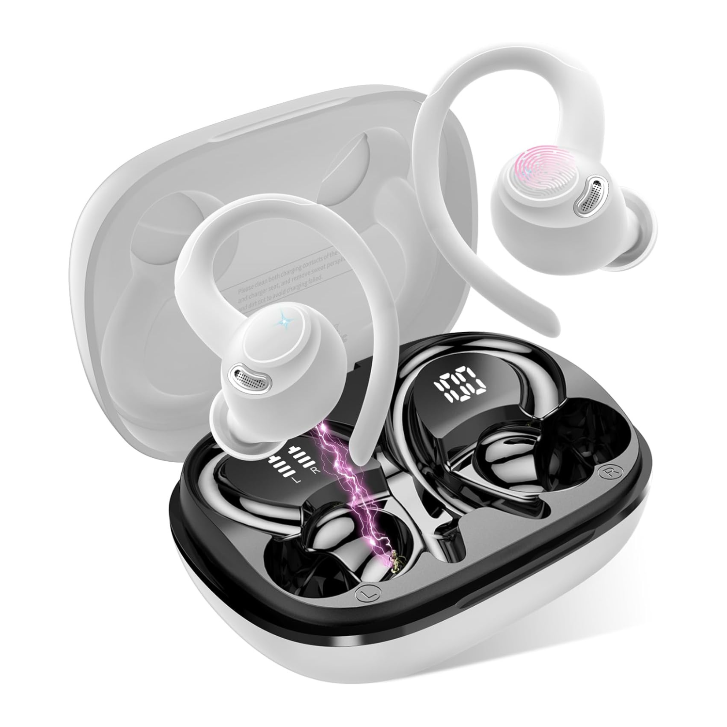 Wireless Earbuds, Bluetooth 5.3 Headphones, New Wireless Earphones HiFi Stereo Sound with 4 ENC Mic, IP7, Sport Bluetooth Earbuds in Ear EarHooks for