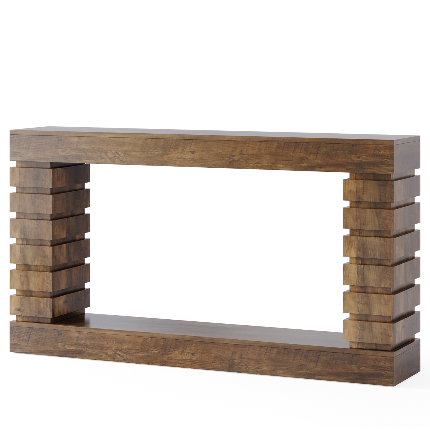 Longue table console Lantine, table d'entrée en bois avec rangement, table de canapé étroite pour couloir d'entrée de salon, porte-échelles,