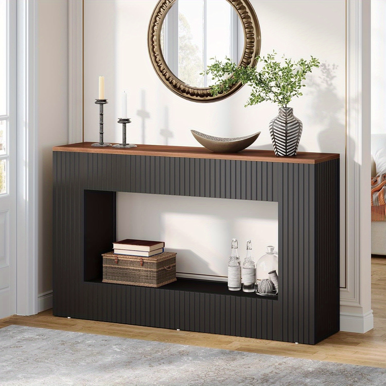 Lantine Modern Console Table, 55-Inch Wood Entryway Table with Storage, Narrow Long Sofa Table Behind Couch Table for Living Room, Foyer, Hallway,