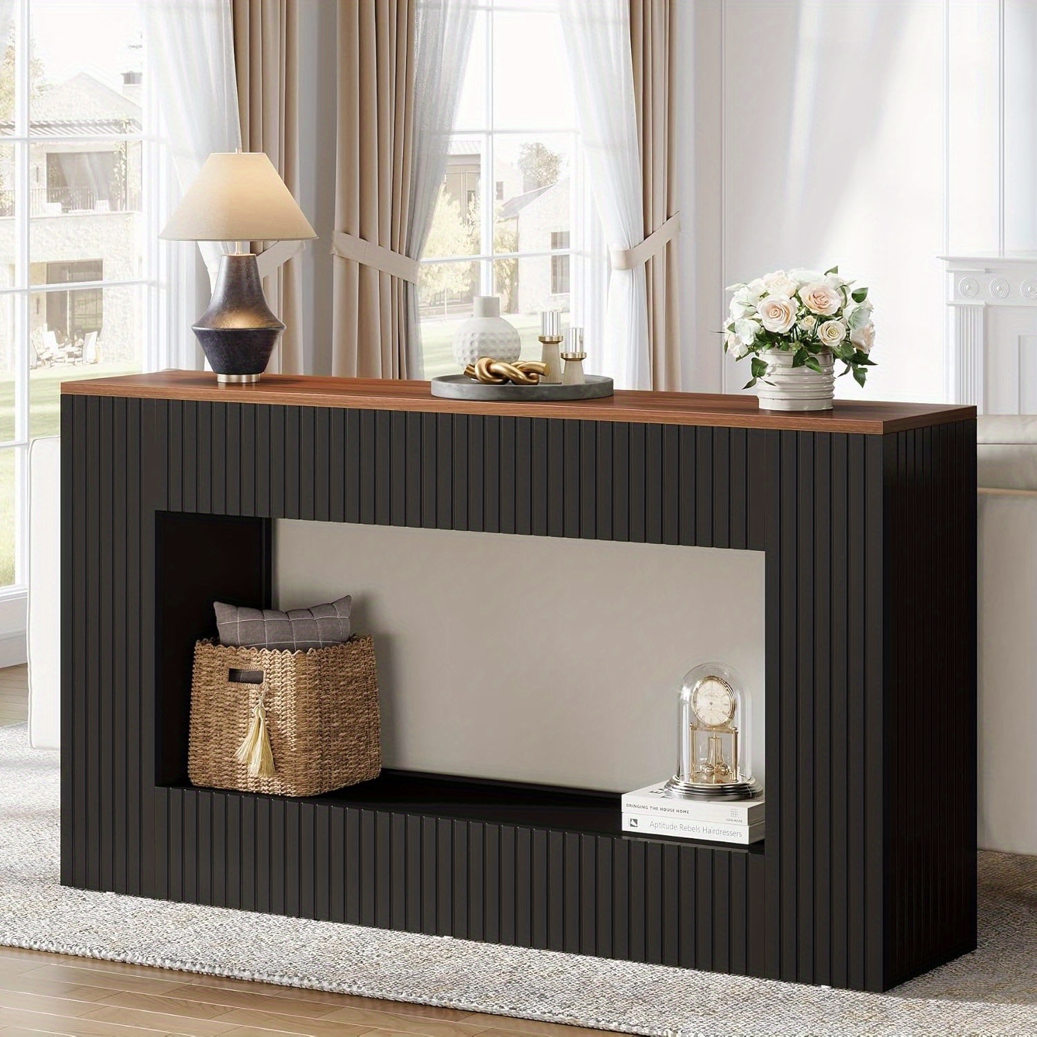 Lantine Modern Console Table, 55-Inch Wood Entryway Table with Storage, Narrow Long Sofa Table Behind Couch Table for Living Room, Foyer, Hallway,