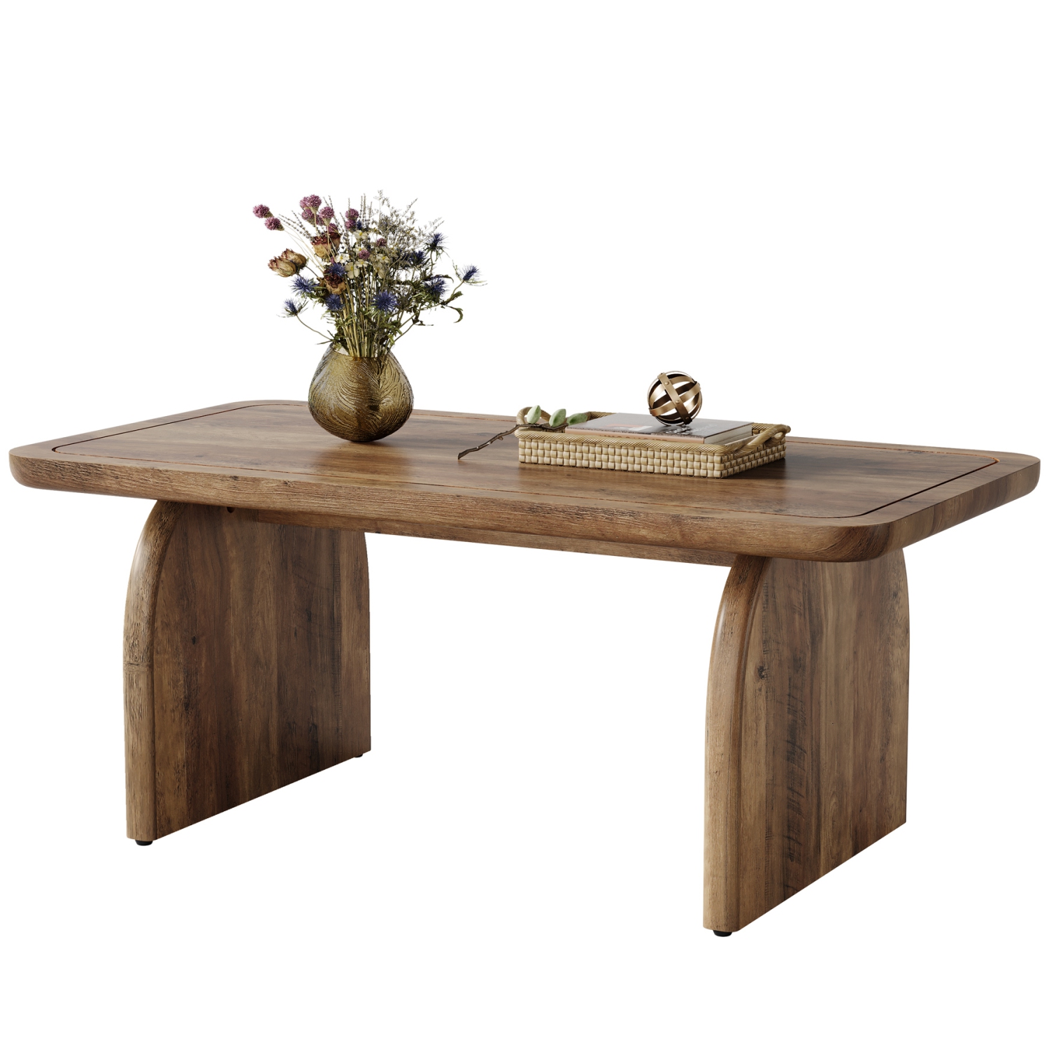 Table basse rectangulaire Lantine, table de salon rectangulaire en bois de 47&nbsp;po, table basse basse d'appoint Farmhouse avec base robuste et