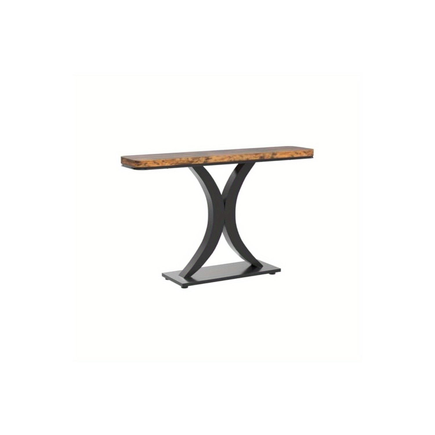 Lantine Modern Gold Console Table, 40 inch Narrow Entryway Foyer Table with Geometric Base, Rustic Hallway Accent Table for Living Room, Entrance