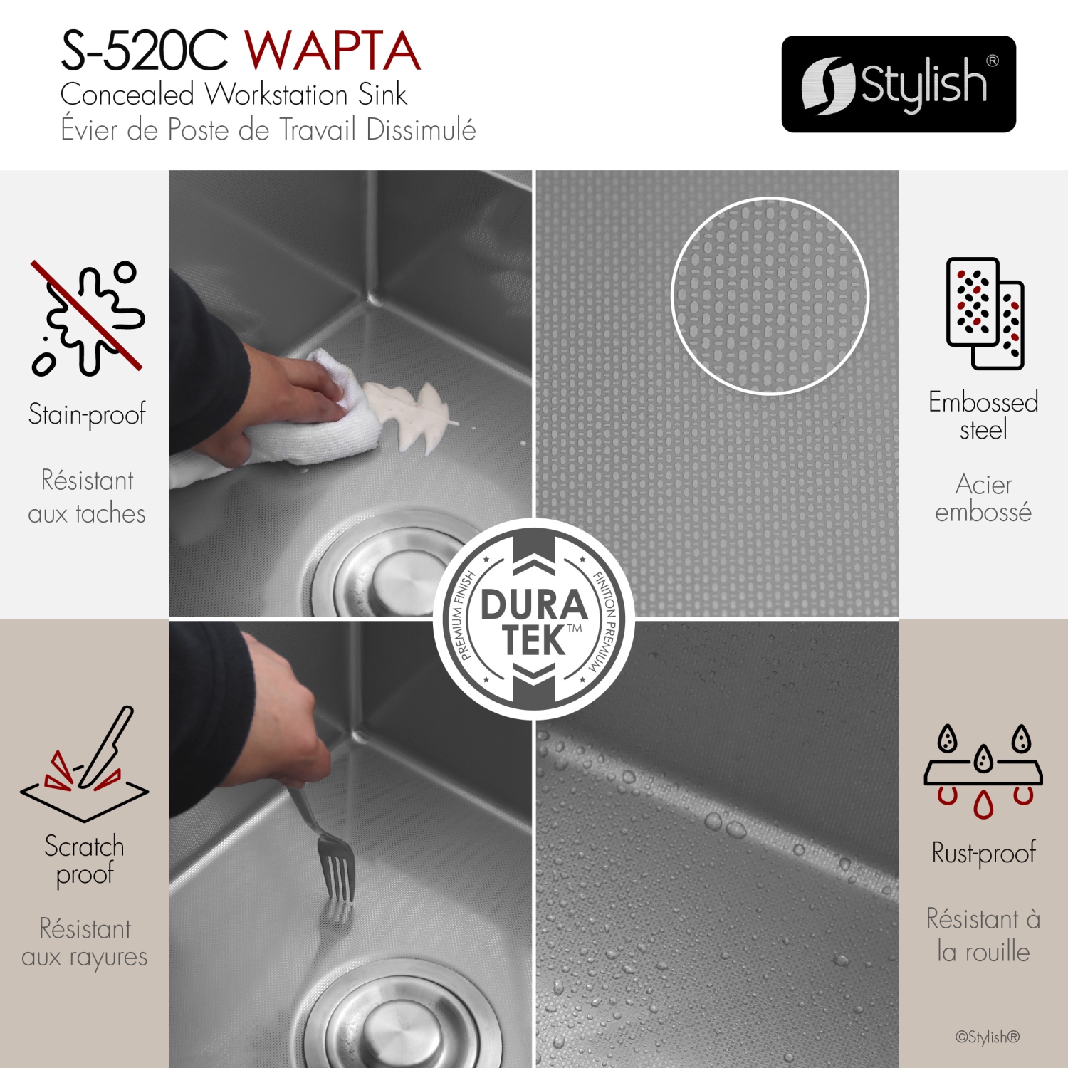 Concealed Dual-Mount Stainless Steel Utility Sink – 20-Inch, 1-Hole Prep Sink with Dura-Tek