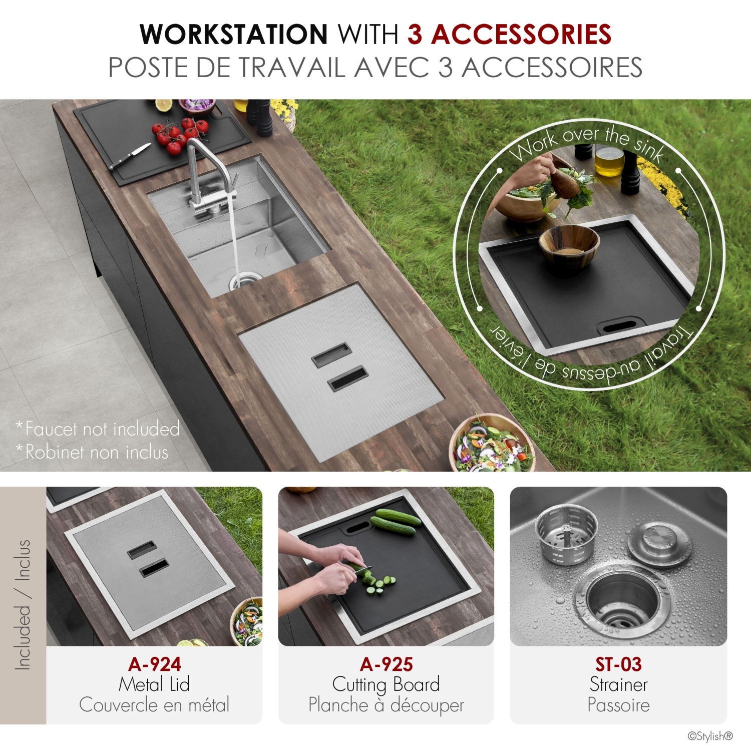 Concealed Dual-Mount Stainless Steel Utility Sink – 20-Inch, 1-Hole Prep Sink with Dura-Tek