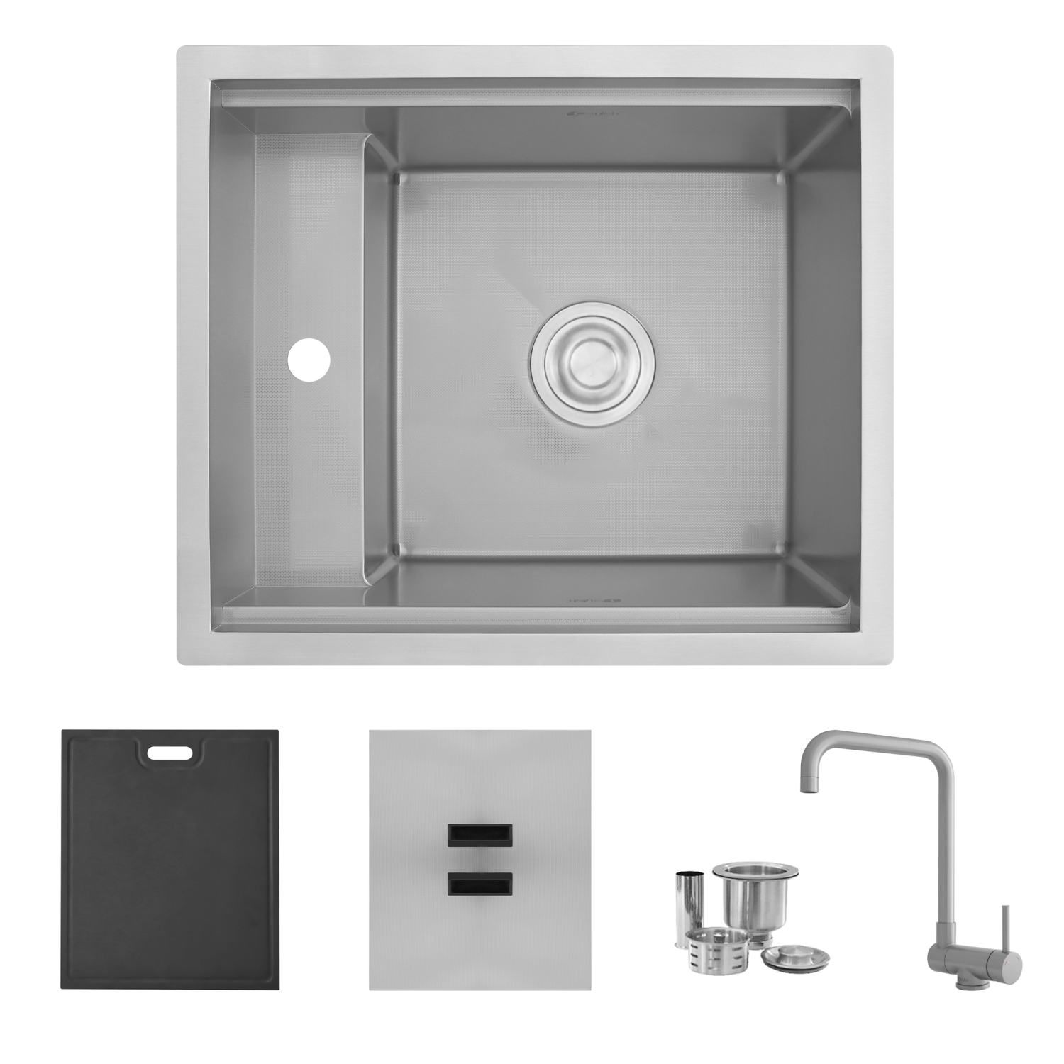 Concealed Dual-Mount Stainless Steel Utility Sink – 20-Inch, 1-Hole Prep Sink Dura-Tek Finish with Stainless Steel Faucet.