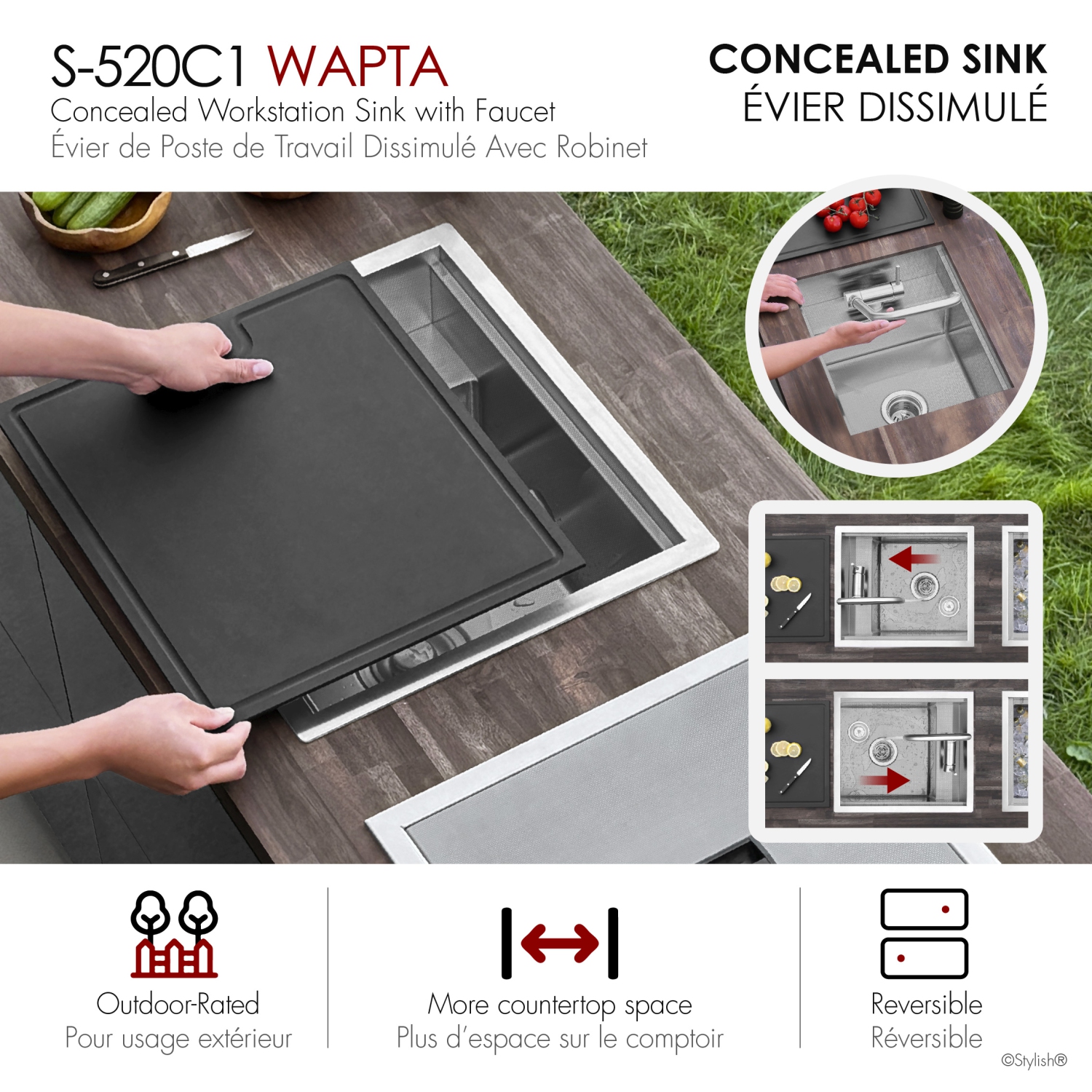 Concealed Dual-Mount Stainless Steel Utility Sink – 20-Inch, 1-Hole Prep Sink Dura-Tek Finish with Stainless Steel Faucet.