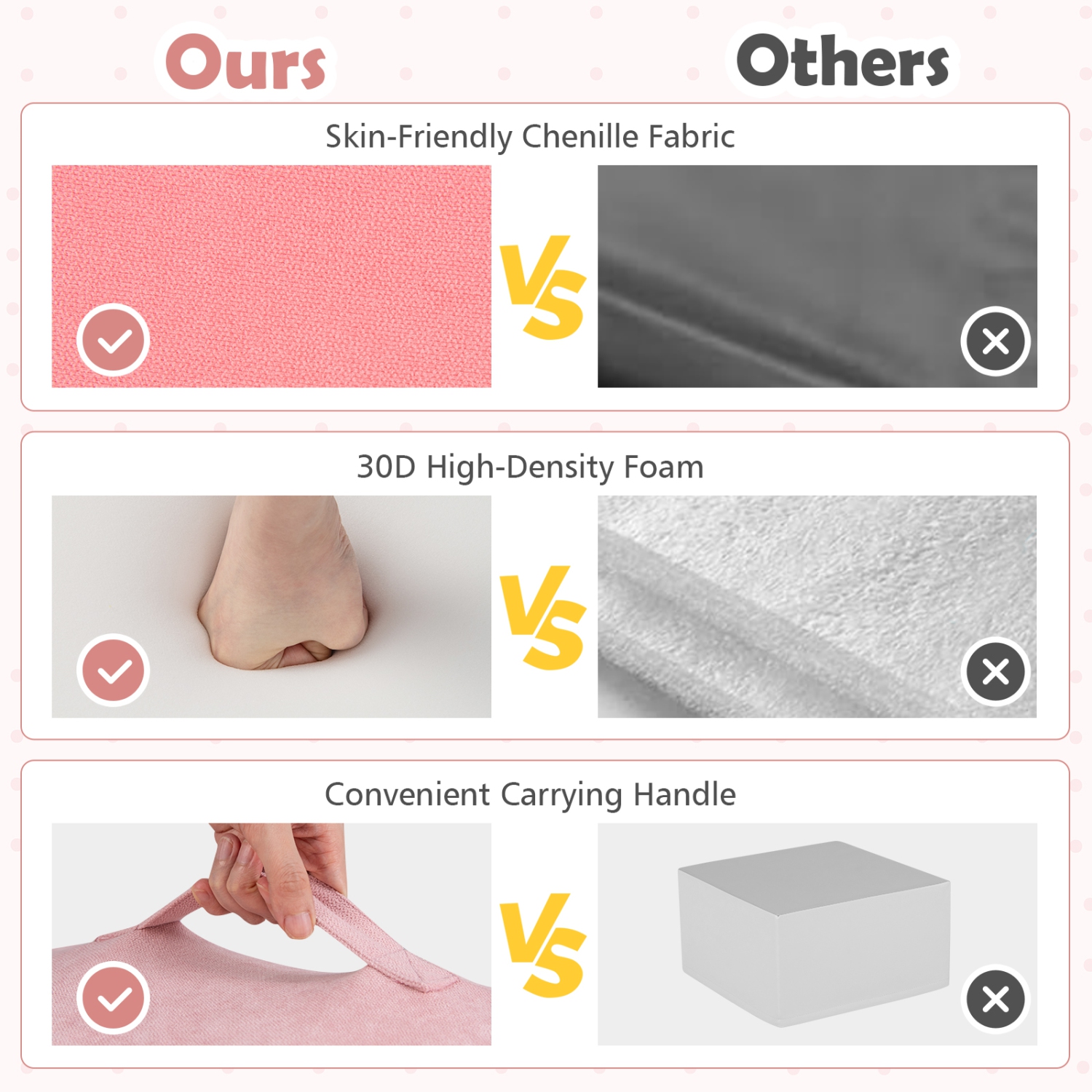 Gymax 6 Pcs Toddler Climbing Blocks w/ H&les Chenille Fabric Cover Corner Play Gym Multicolor