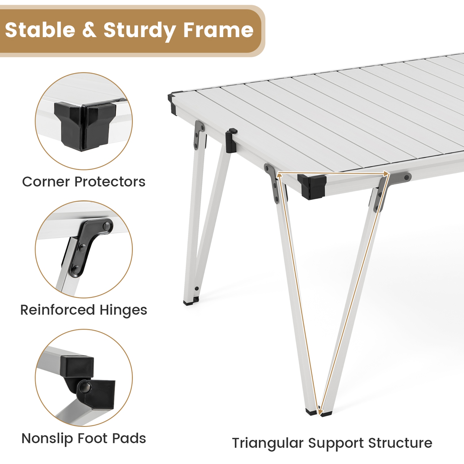 Gymax Folding Camping Table w/ Storage Bag & Waterproof Desktop Aluminum Structure