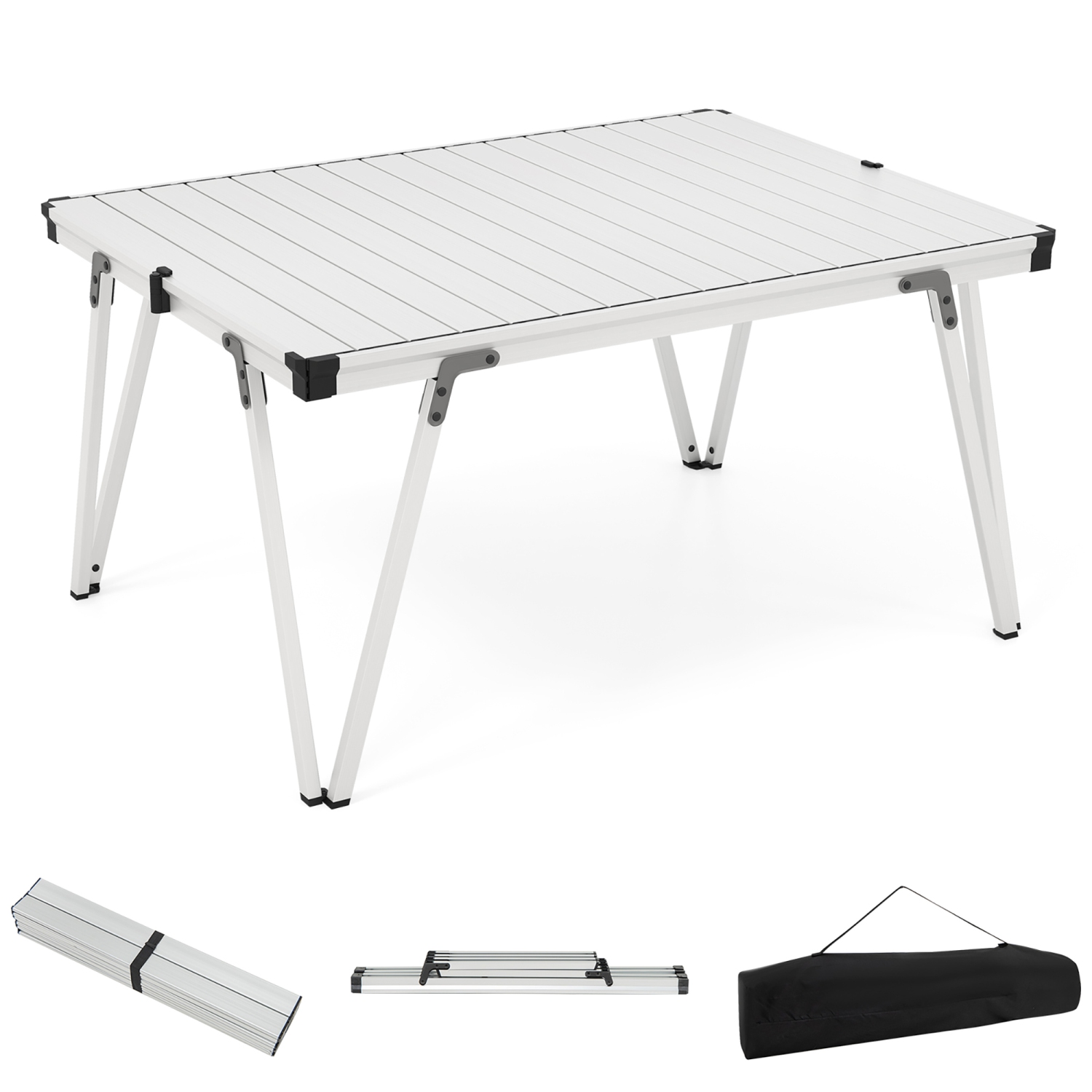 Gymax Folding Camping Table w/ Storage Bag & Waterproof Desktop Aluminum Structure