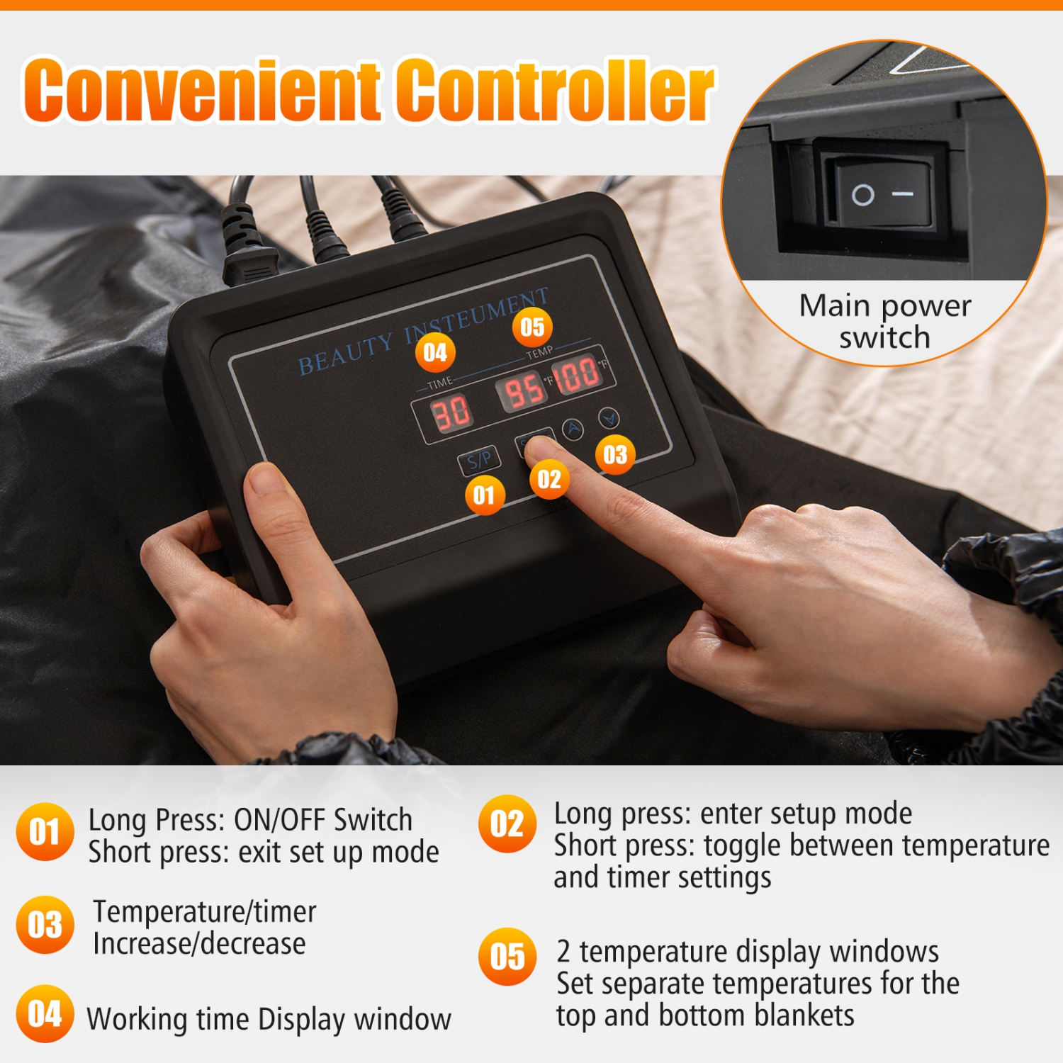 Gymax Infrared Sauna Blanket w/ Sleeves Wraps 90-180°F Temp Range 30-90Min Timer