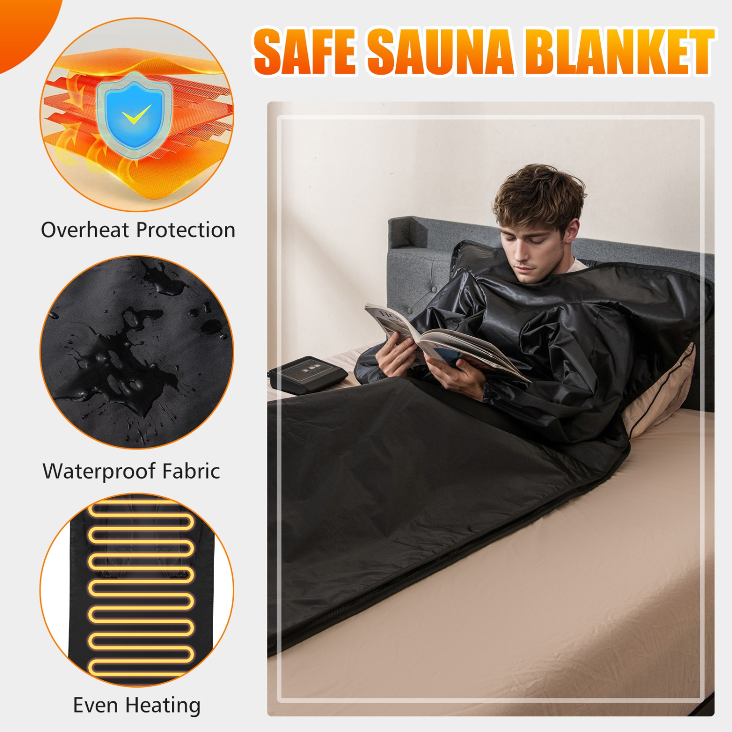 Gymax Infrared Sauna Blanket w/ Sleeves Wraps 90-180°F Temp Range 30-90Min Timer