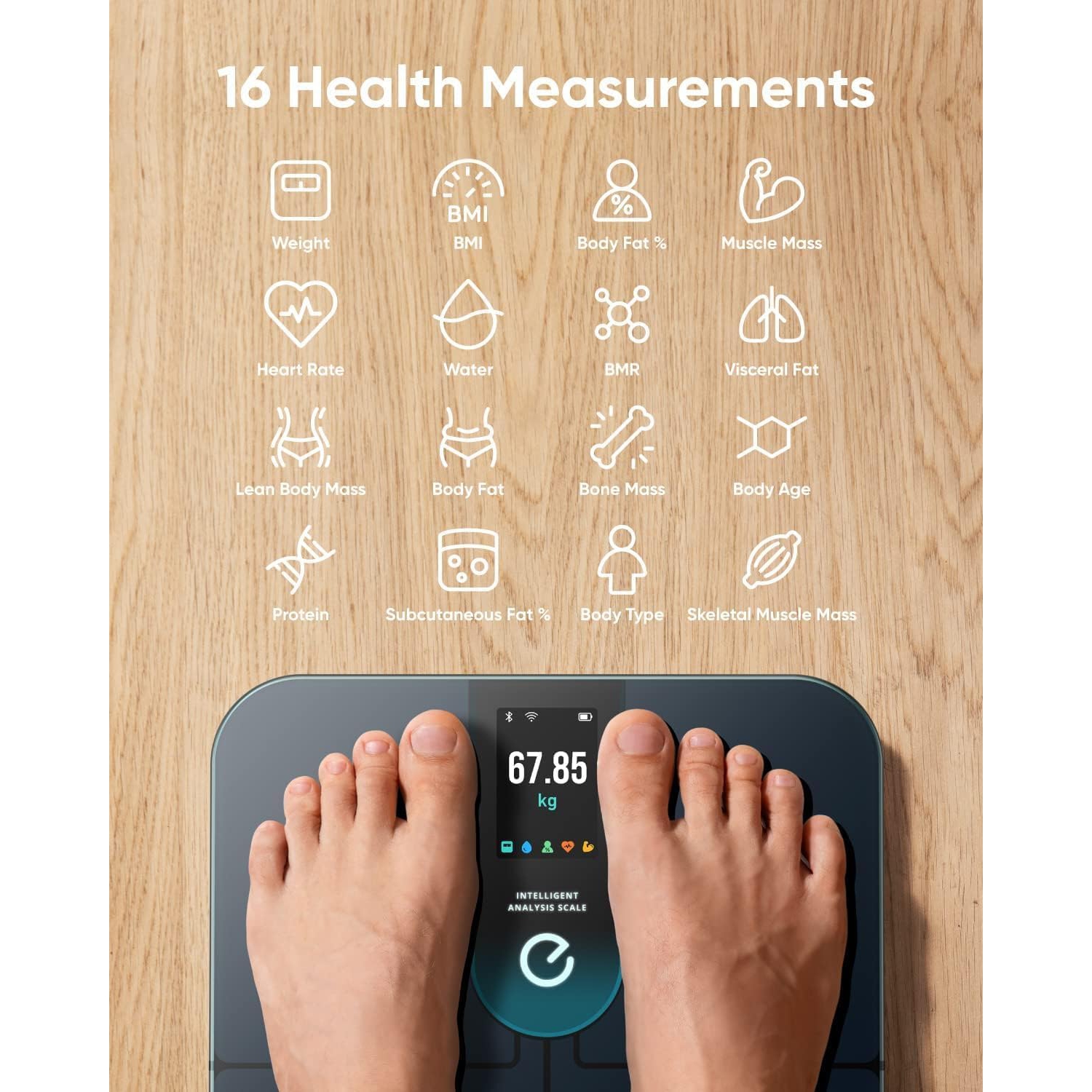 eufy by Anker Wi-Fi Fitness Tracking Smart Scale P3, 16-Measurement Bluetooth Weight Scale with Heart Rate, BMI, and 3D Virtual Body Mode
