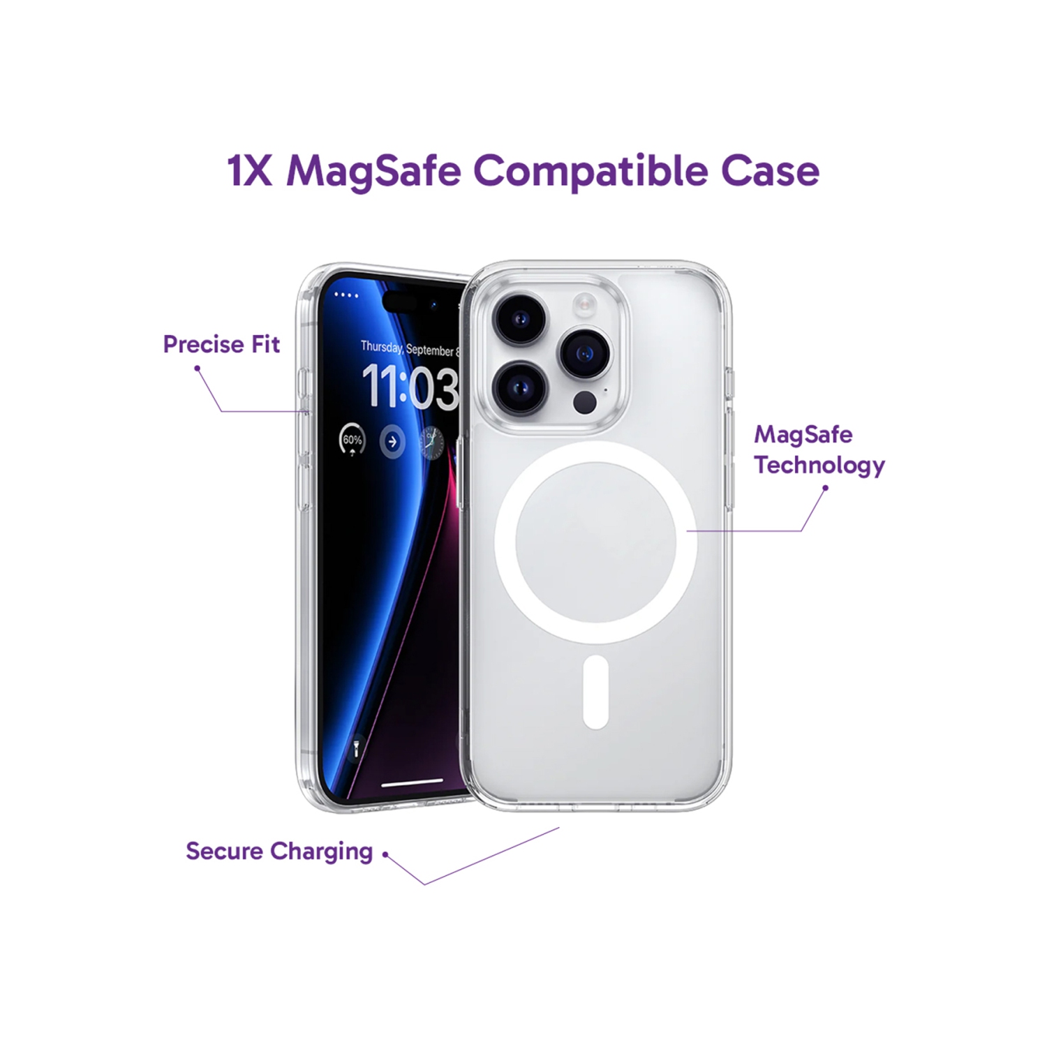 Rush Ultimate Bundle for iPhone 15 | Ultra Clear MagSafe Case, Screen Protector, Camera Protector and 30W GAN iPhone fast Charger