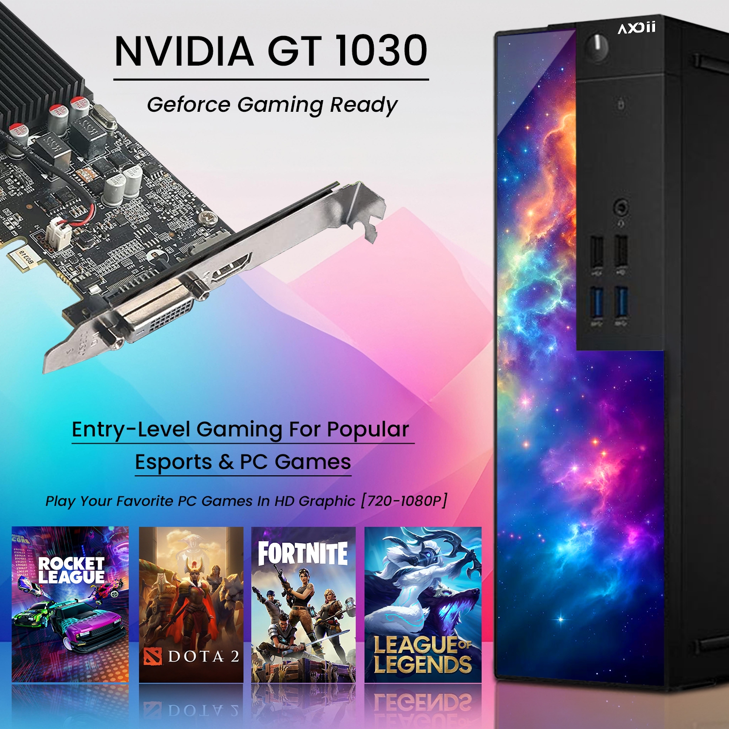 Refurbished - Custom Built RGB Gaming PC Desktop Computer, Intel Core i7-6700 Upto 4.0GHz, NVIDIA GeForce GT 1030 2GB, 16GB RAM, 512GB SSD - Windows