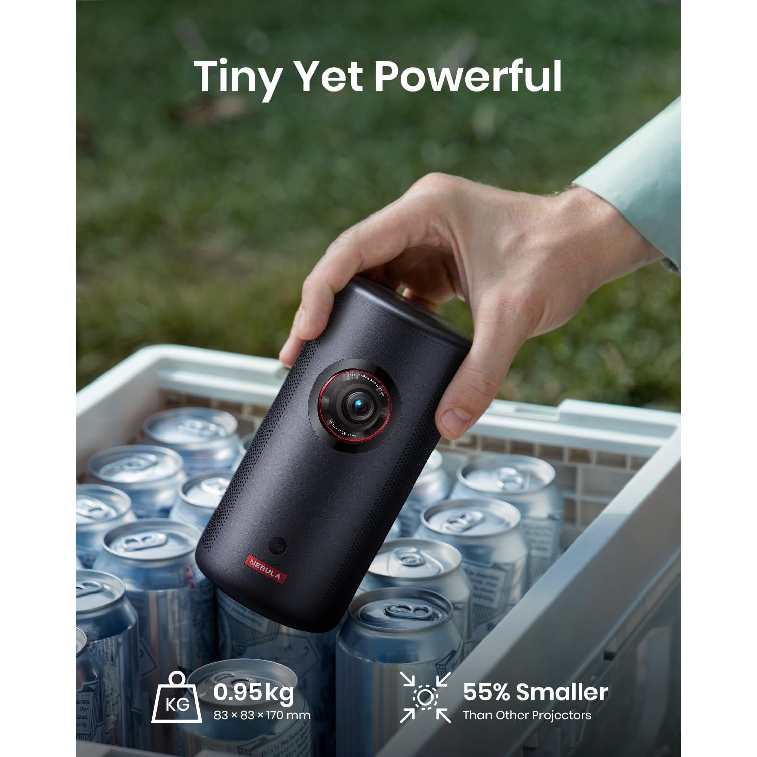 Projecteur laser Capsule 3 DE NEBULA avec Google TV, Netflix et haut-parleur intégré – Mini projecteur intelligent portatif avec Wi-Fi, Dolby