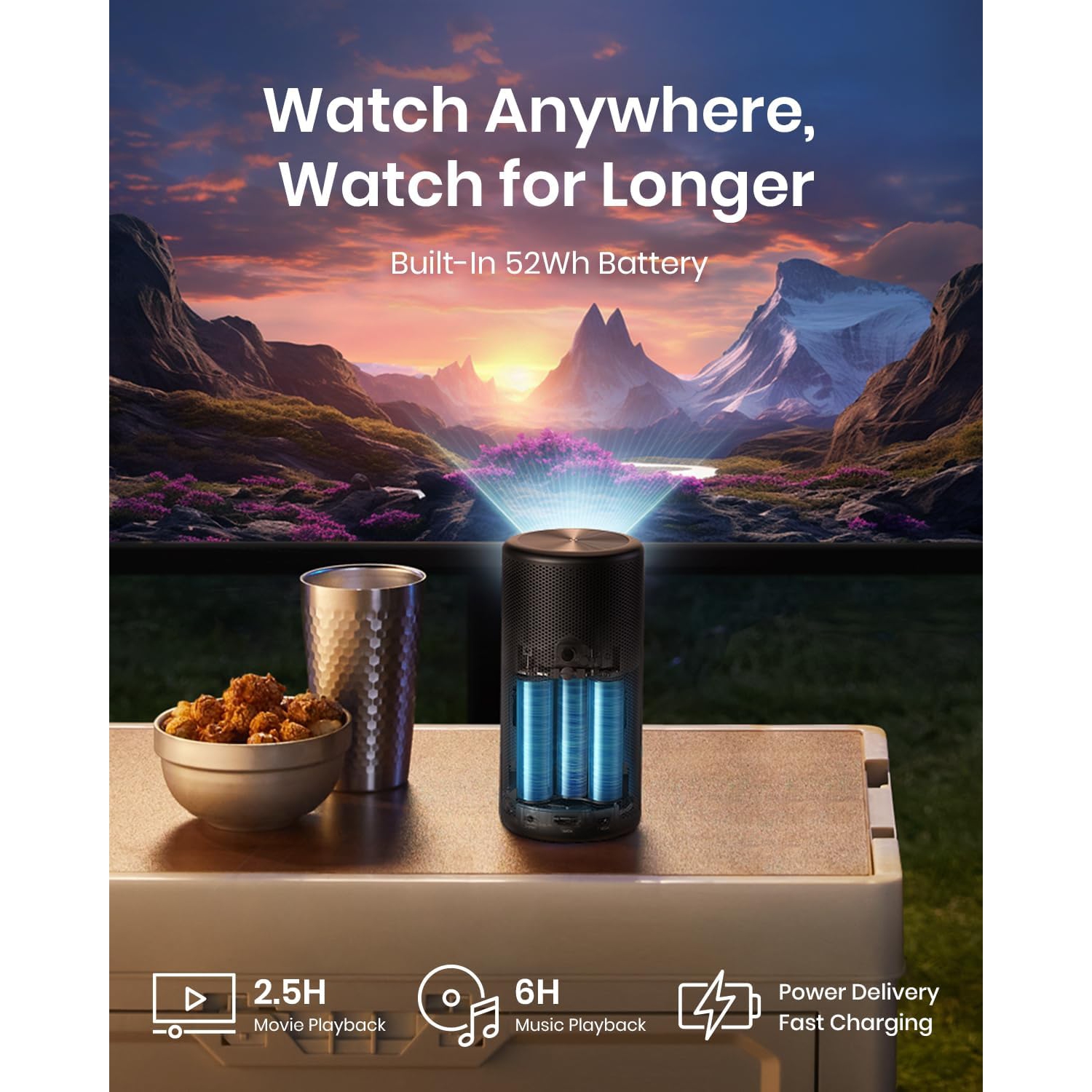 Projecteur laser Capsule 3 DE NEBULA avec Google TV, Netflix et haut-parleur intégré – Mini projecteur intelligent portatif avec Wi-Fi, Dolby